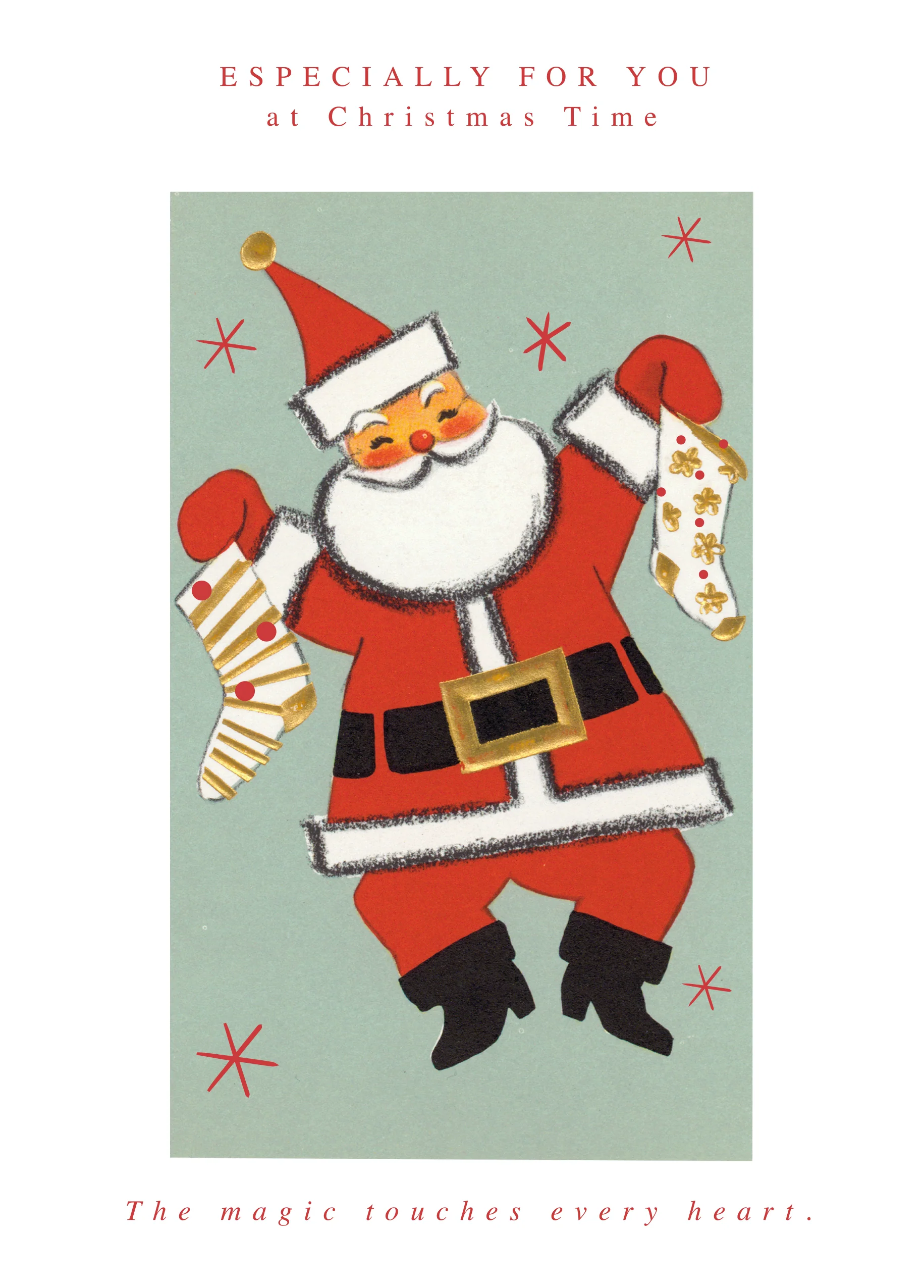 Personalised Santa & Stockings Christmas Card