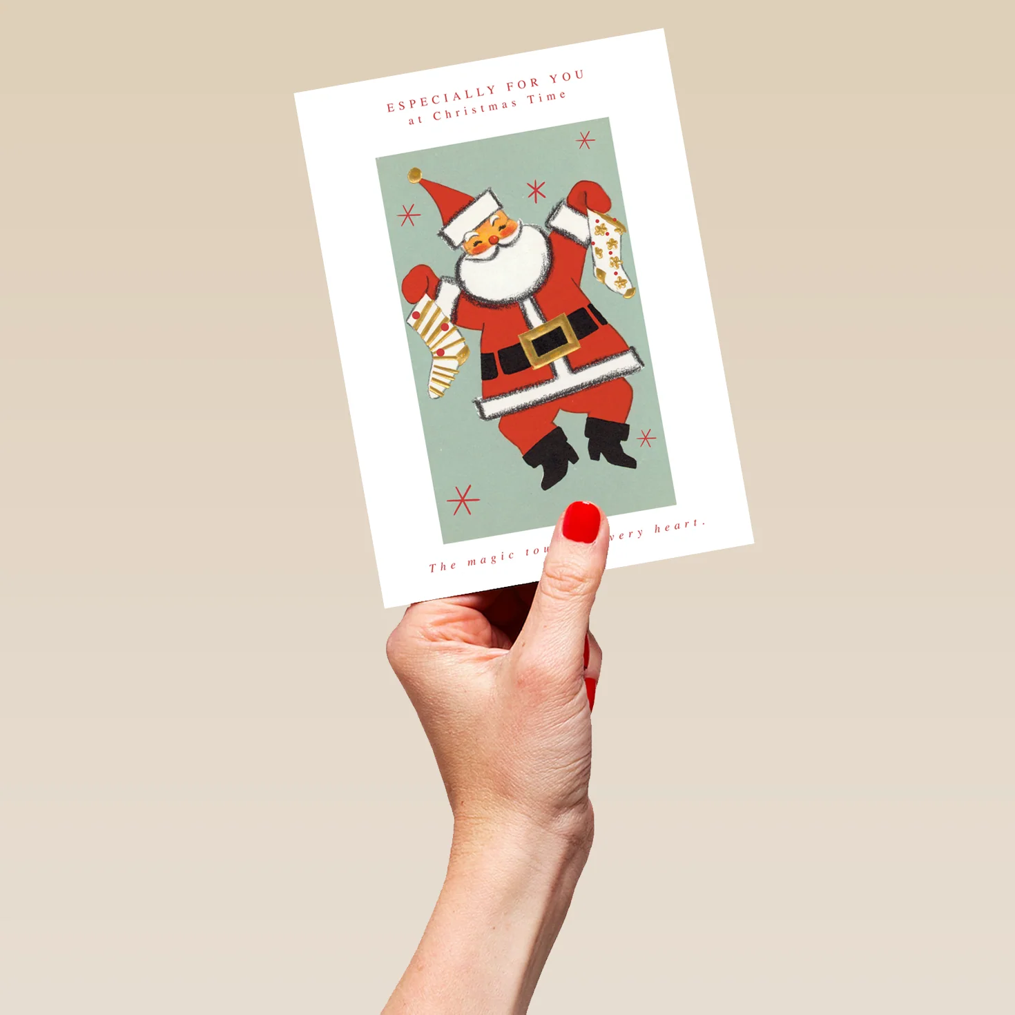 Personalised Santa & Stockings Christmas Card - Image 5