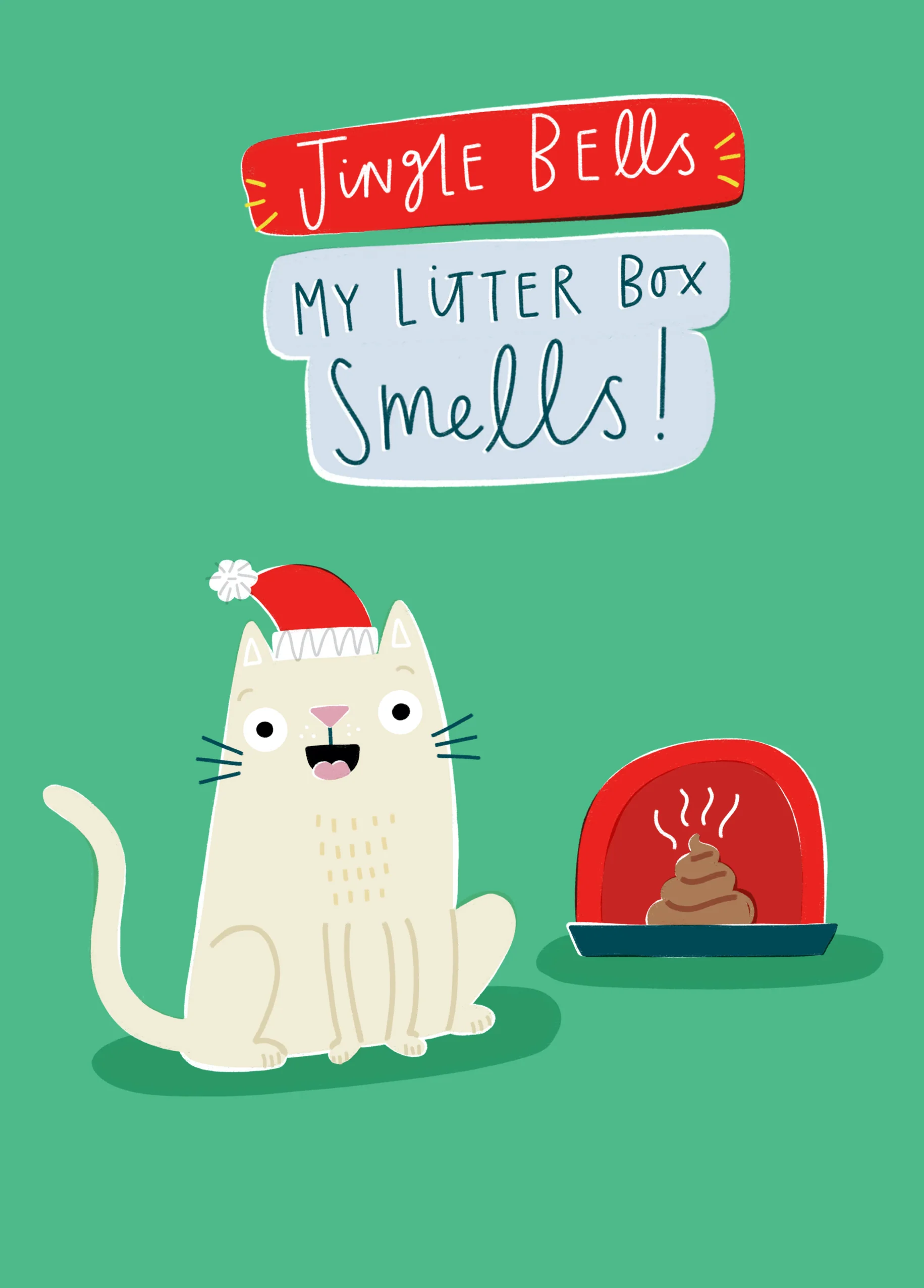 Personalised Sassy Cat Funny Litter Box Christmas Card
