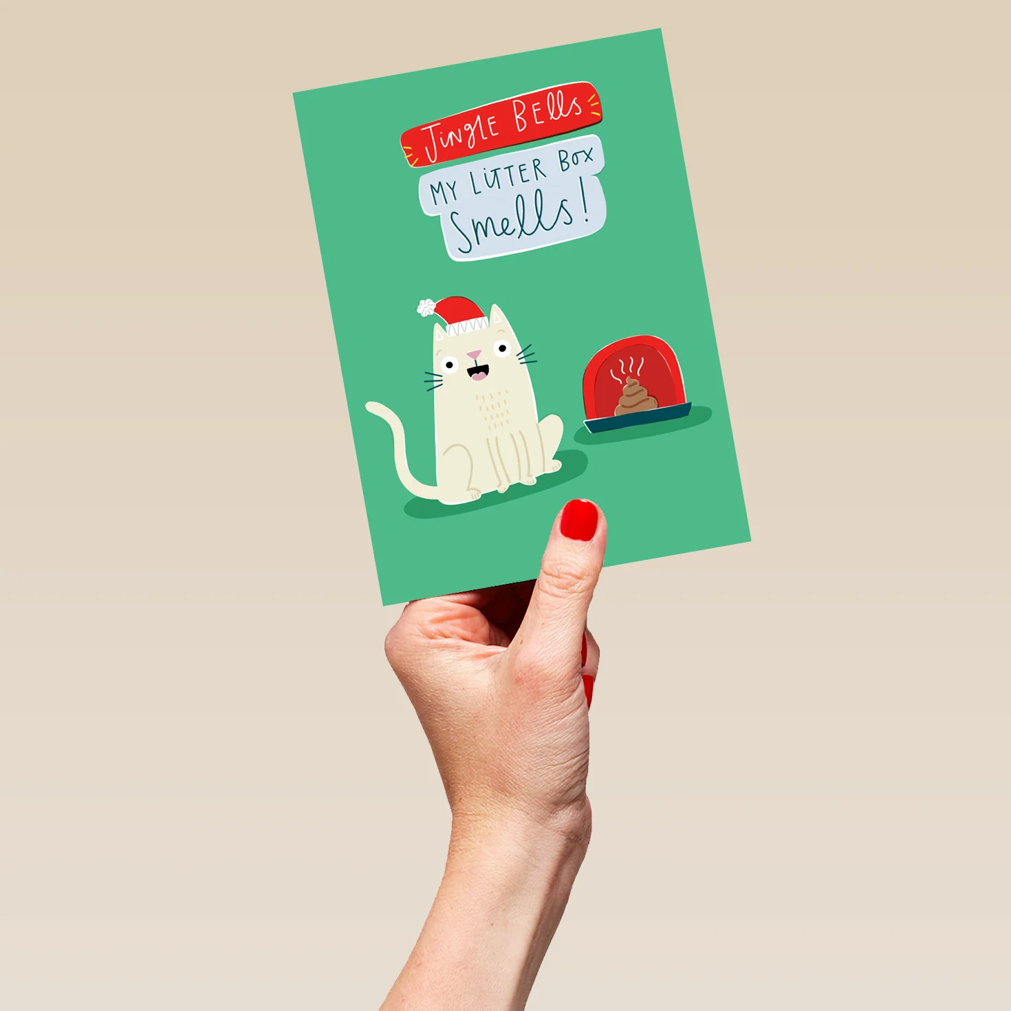 Personalised Sassy Cat Funny Litter Box Christmas Card - Image 5