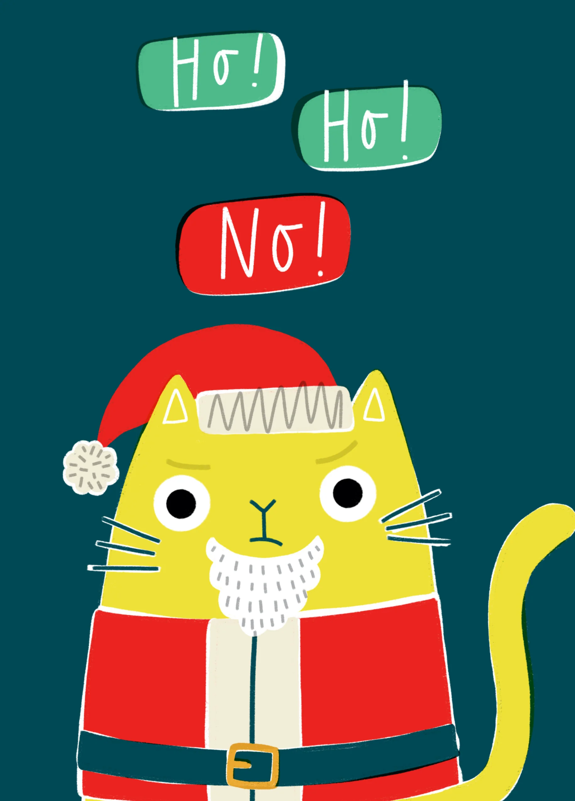Personalised Sassy Cat Ho Ho No Christmas Card
