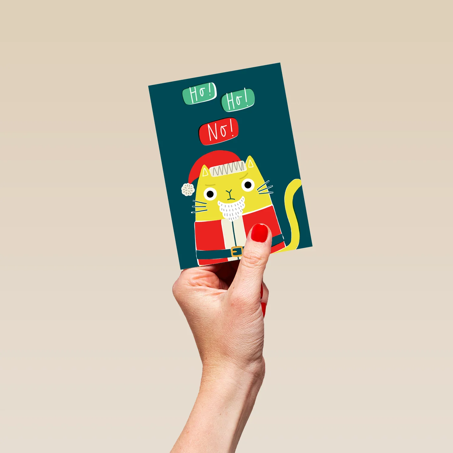 Personalised Sassy Cat Ho Ho No Christmas Card - Image 4