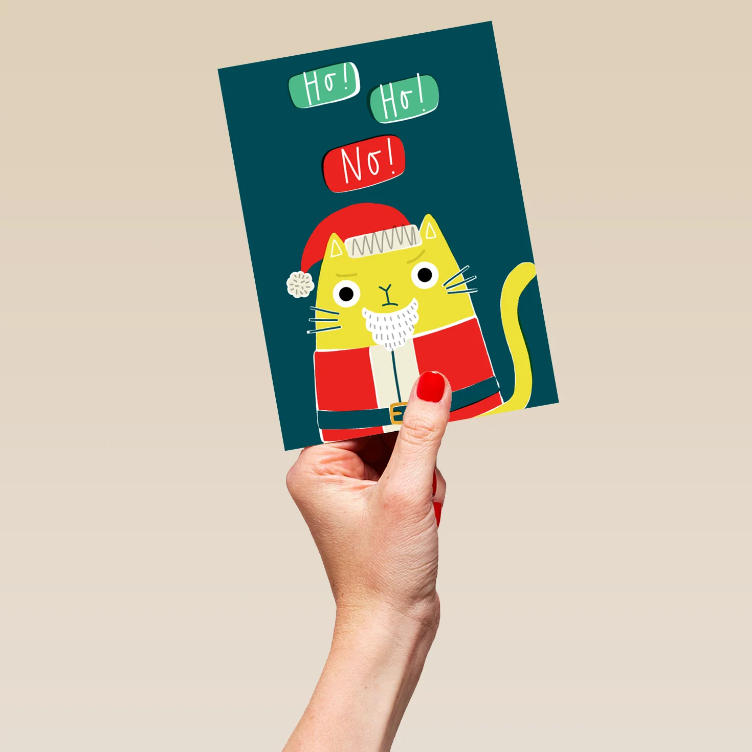 Personalised Sassy Cat Ho Ho No Christmas Card - Image 5