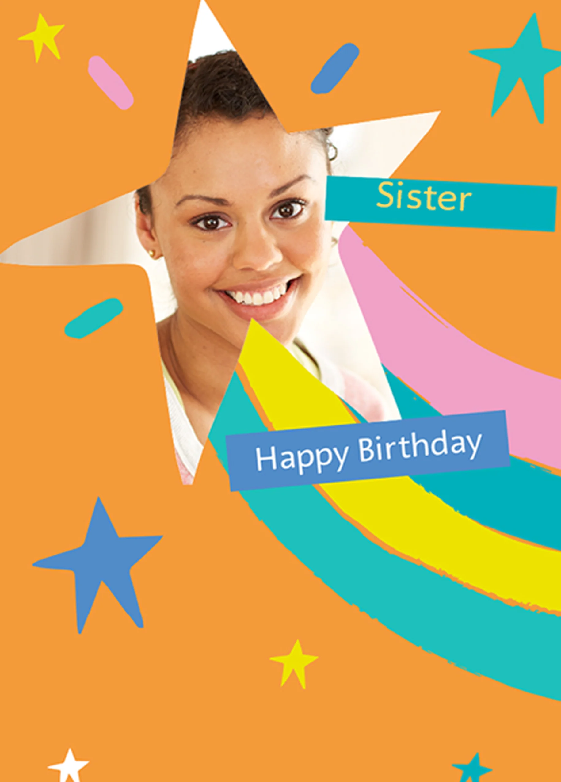 Personalised Shooting Star For Sister Photo Birthday Card