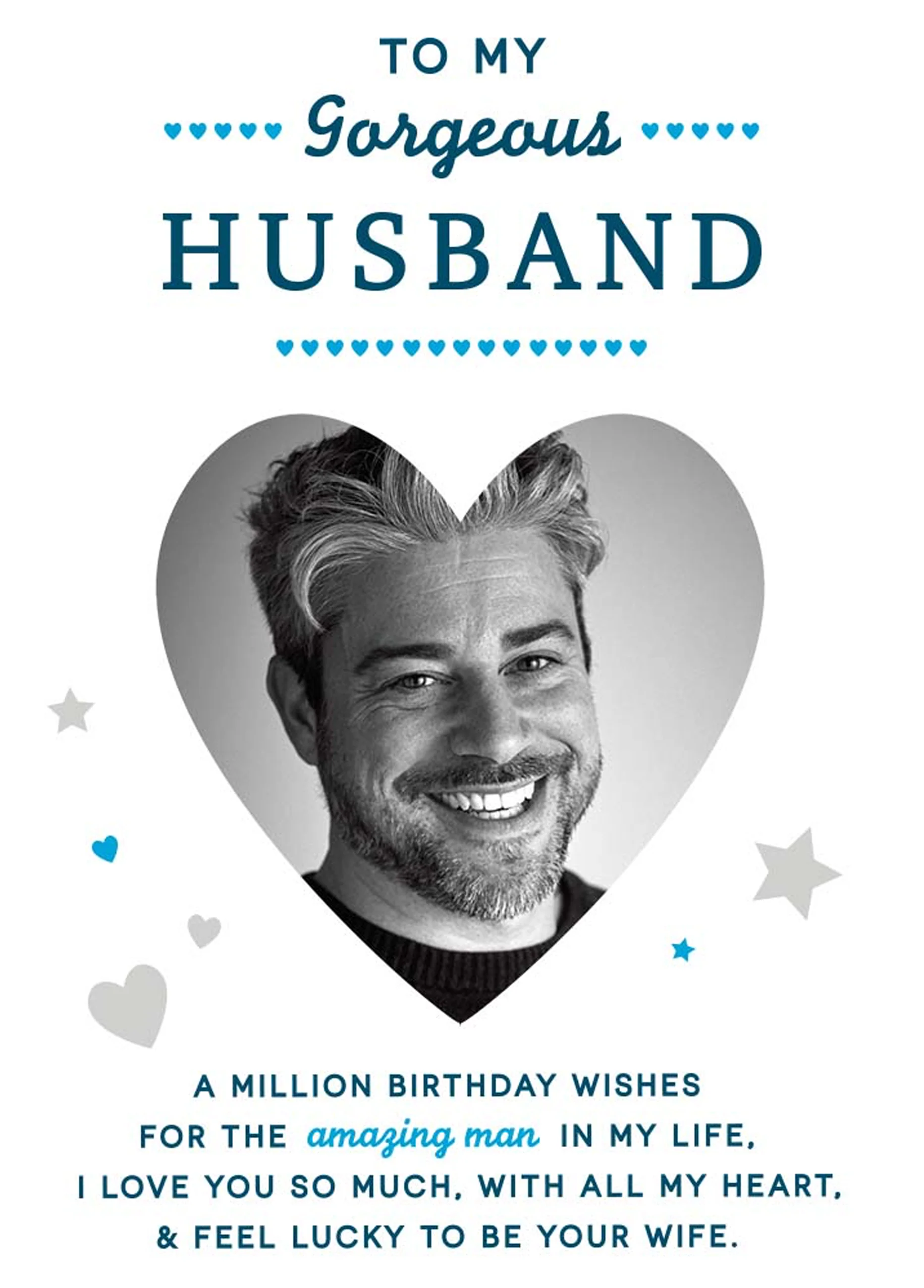 Personalised Silver Heart Husband Photo Birthday Card