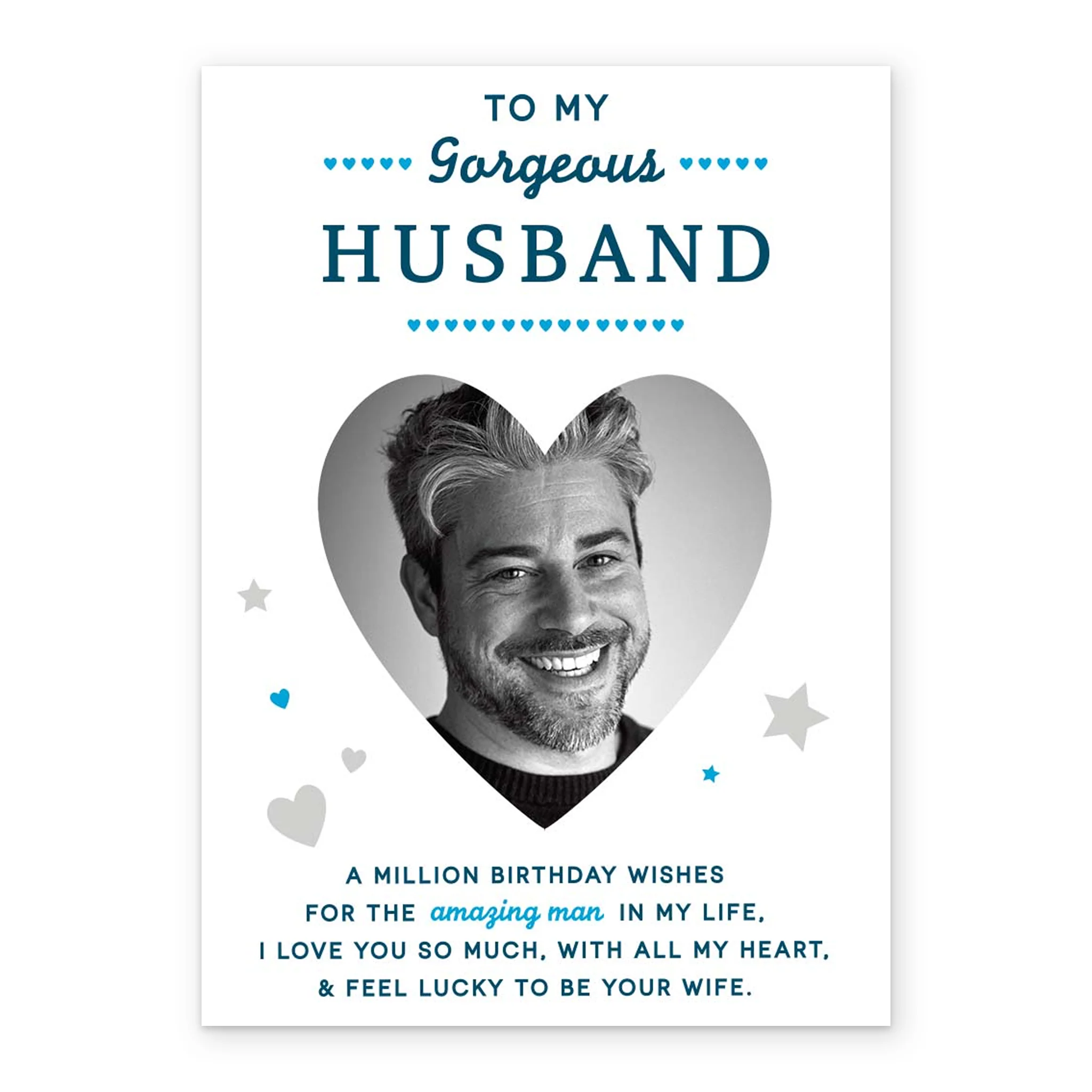 Personalised Silver Heart Husband Photo Birthday Card - Image 2