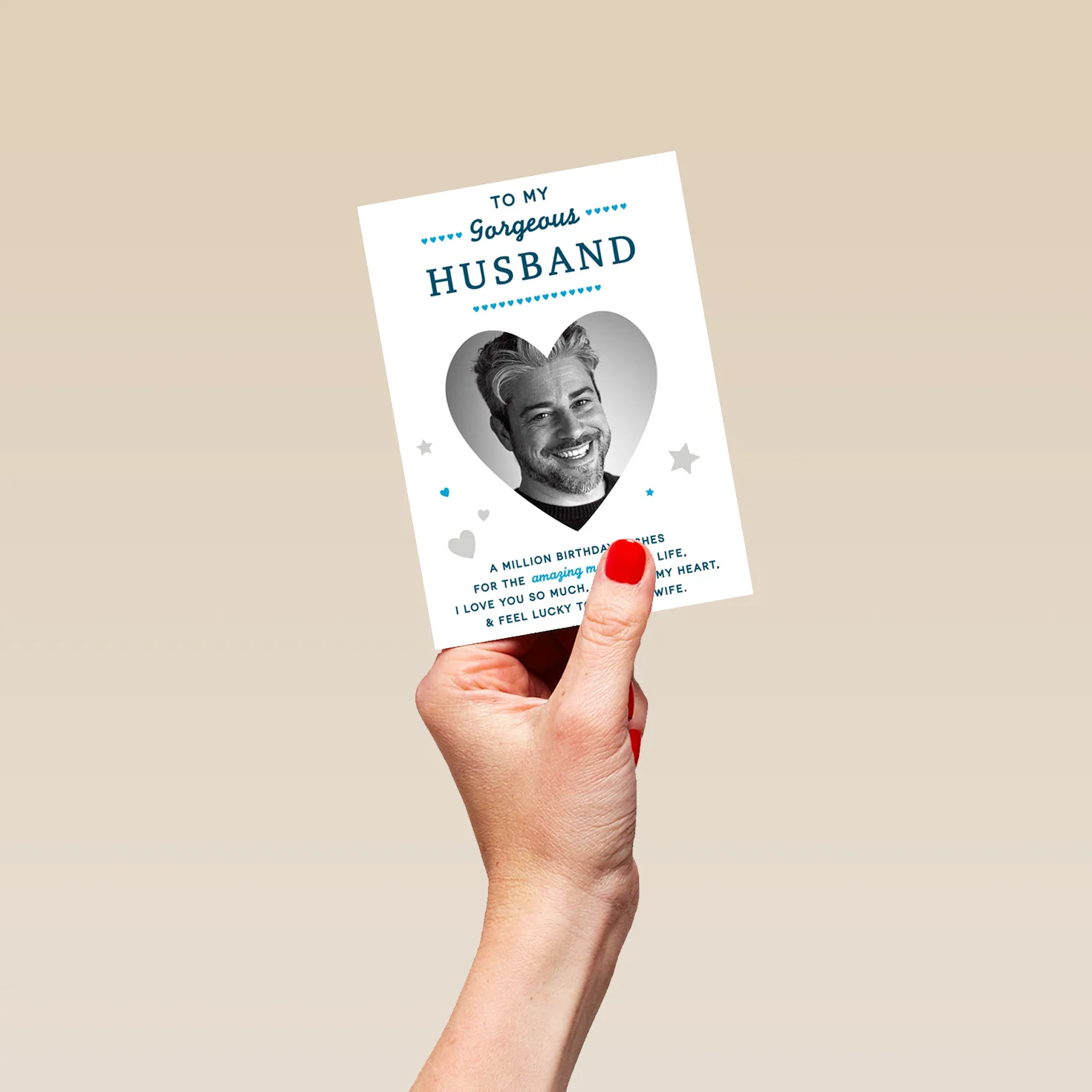 Personalised Silver Heart Husband Photo Birthday Card - Image 4