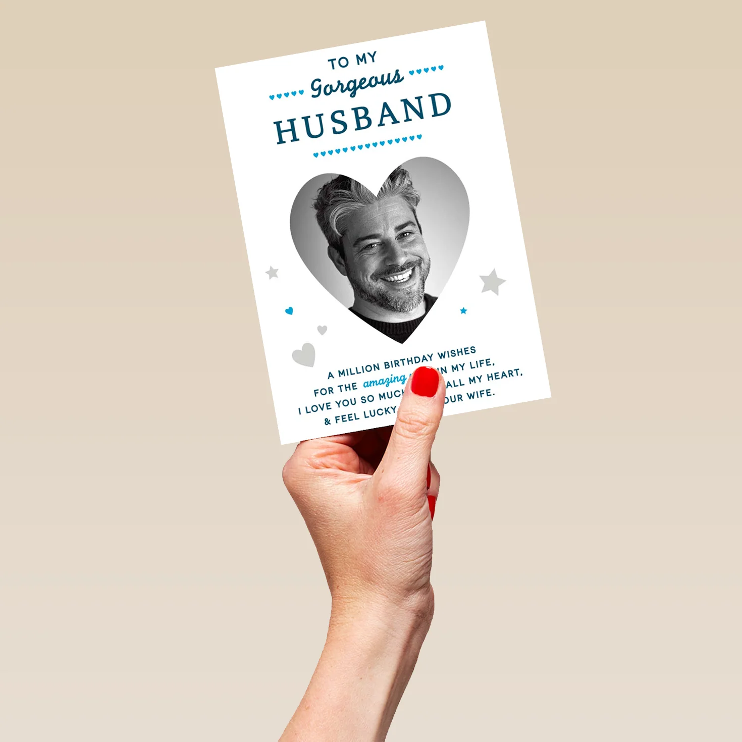 Personalised Silver Heart Husband Photo Birthday Card - Image 5