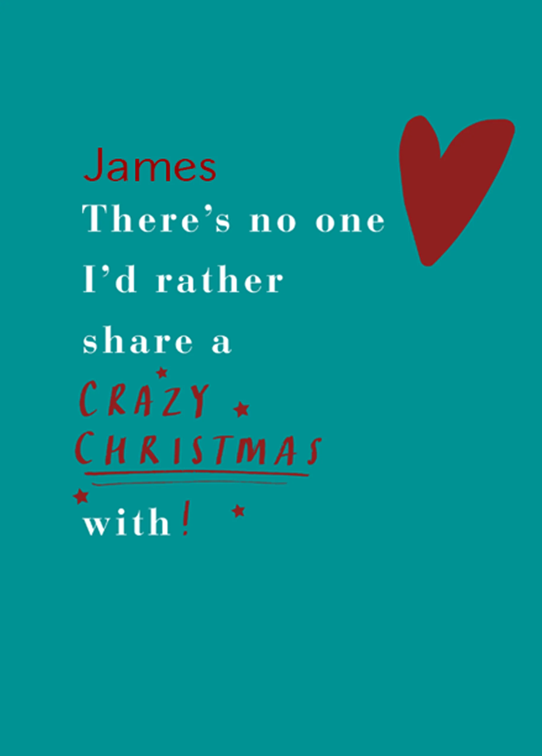 Personalised Silver Love Heart Christmas Card for Him