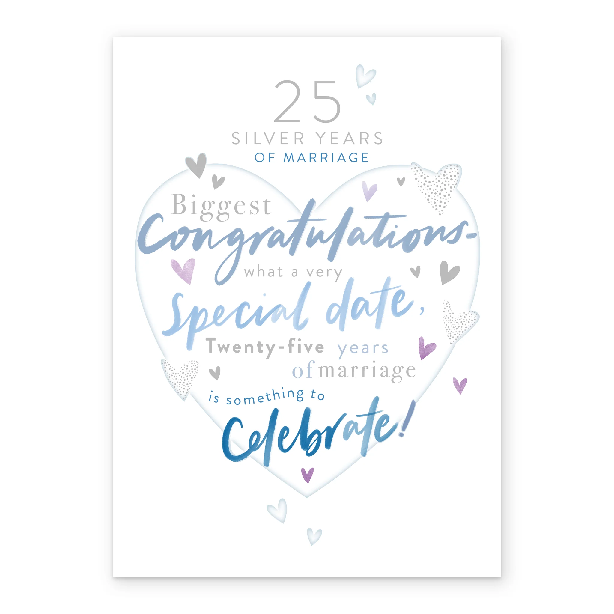 Personalised Silver Wedding Anniversary Card - Word-Filled Heart Design - Image 2