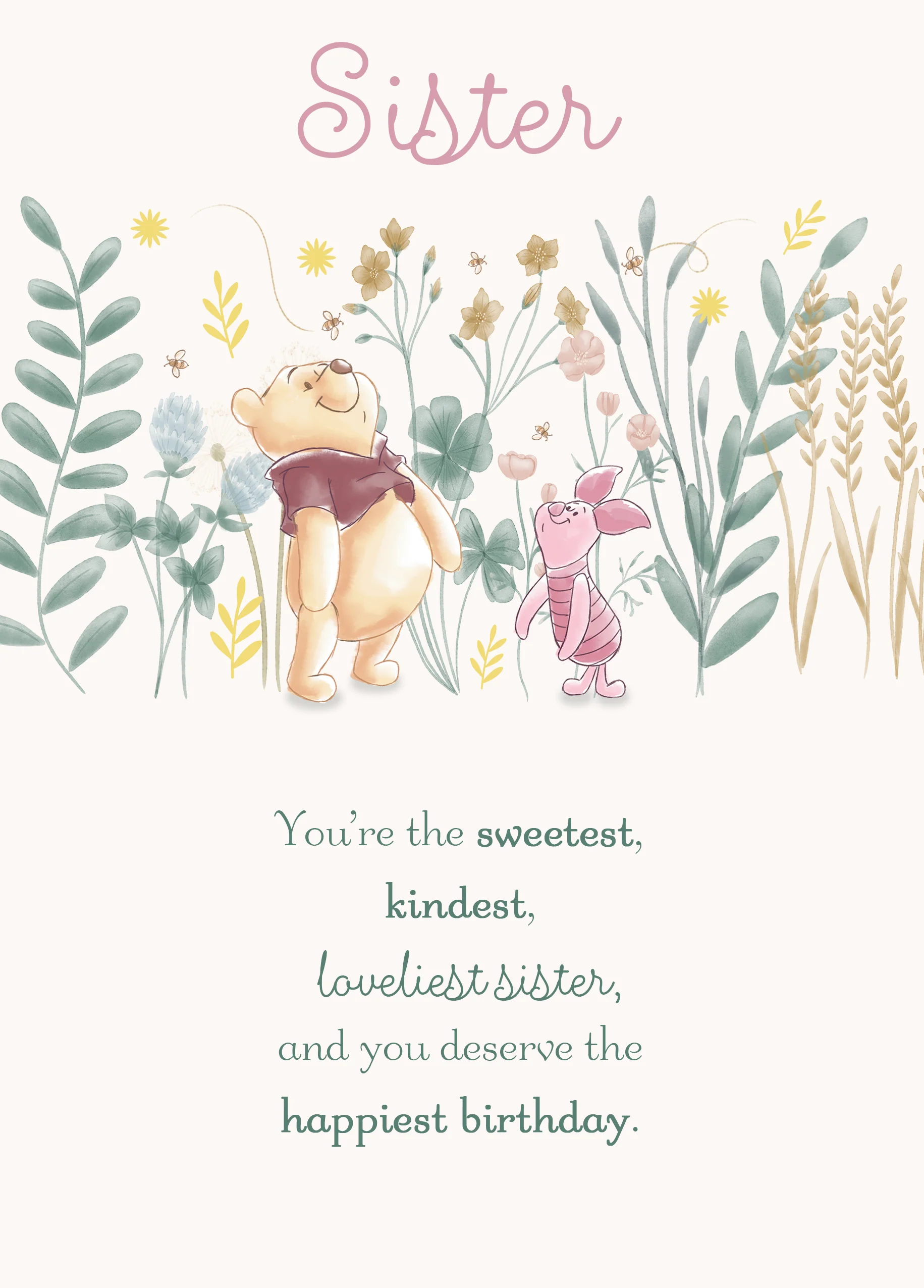 Personalised Sister Winnie the Pooh & Piglet Birthday Card