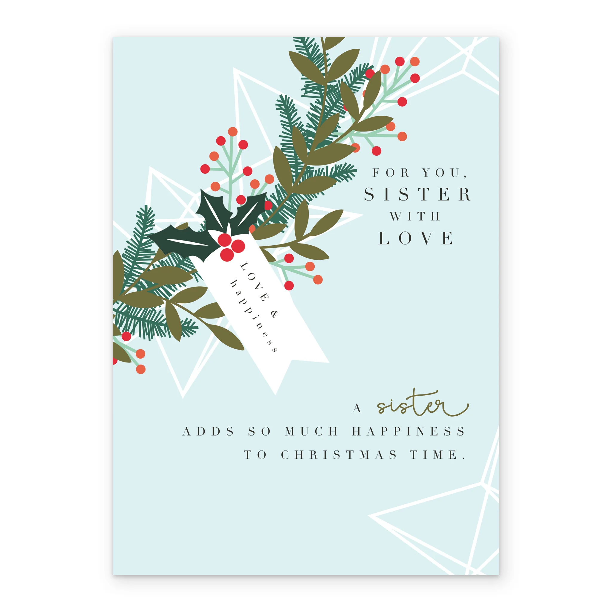 Personalised Sister Wreath With Verse Christmas Card - Image 2