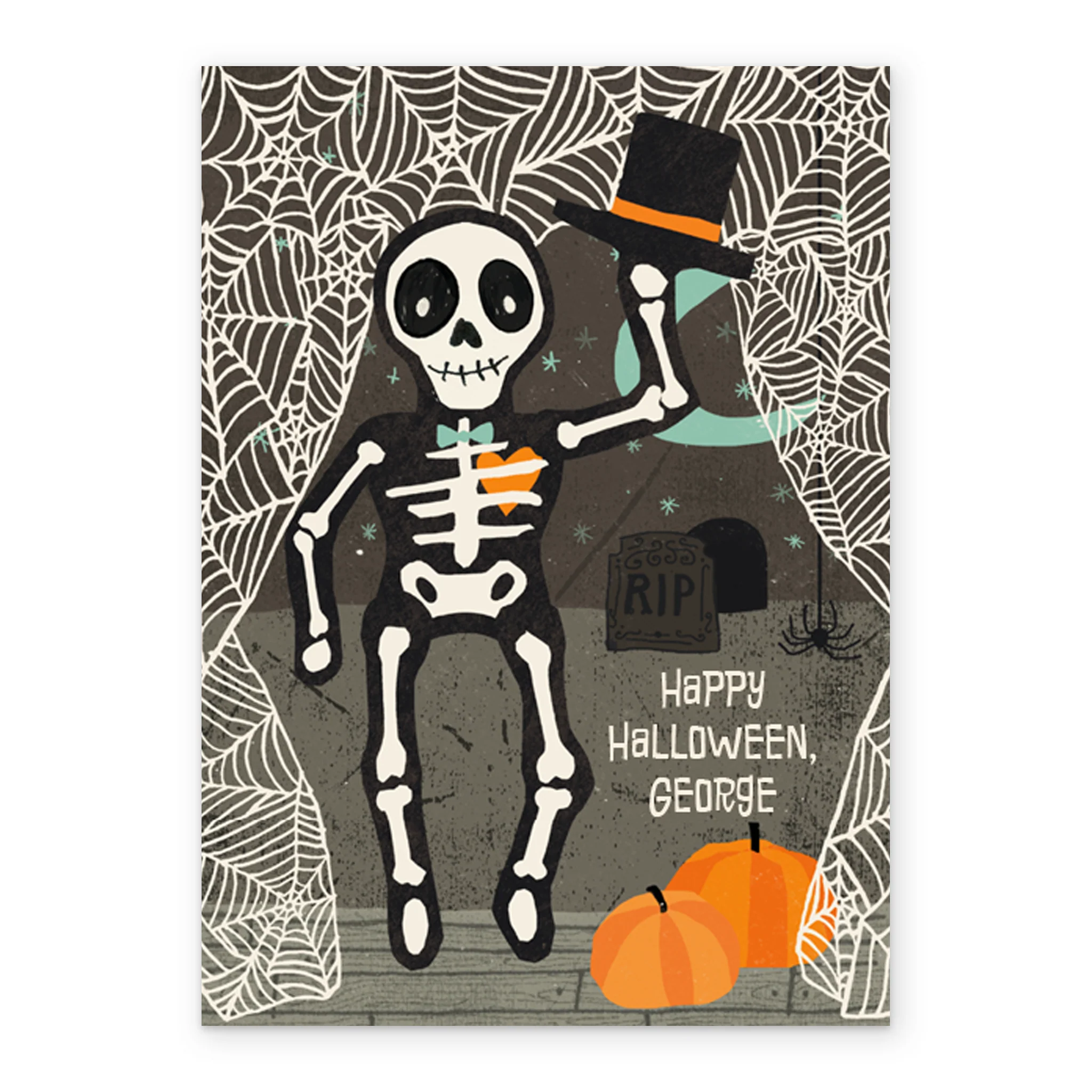 Personalised Skeleton Top Hat Halloween Card - Image 2