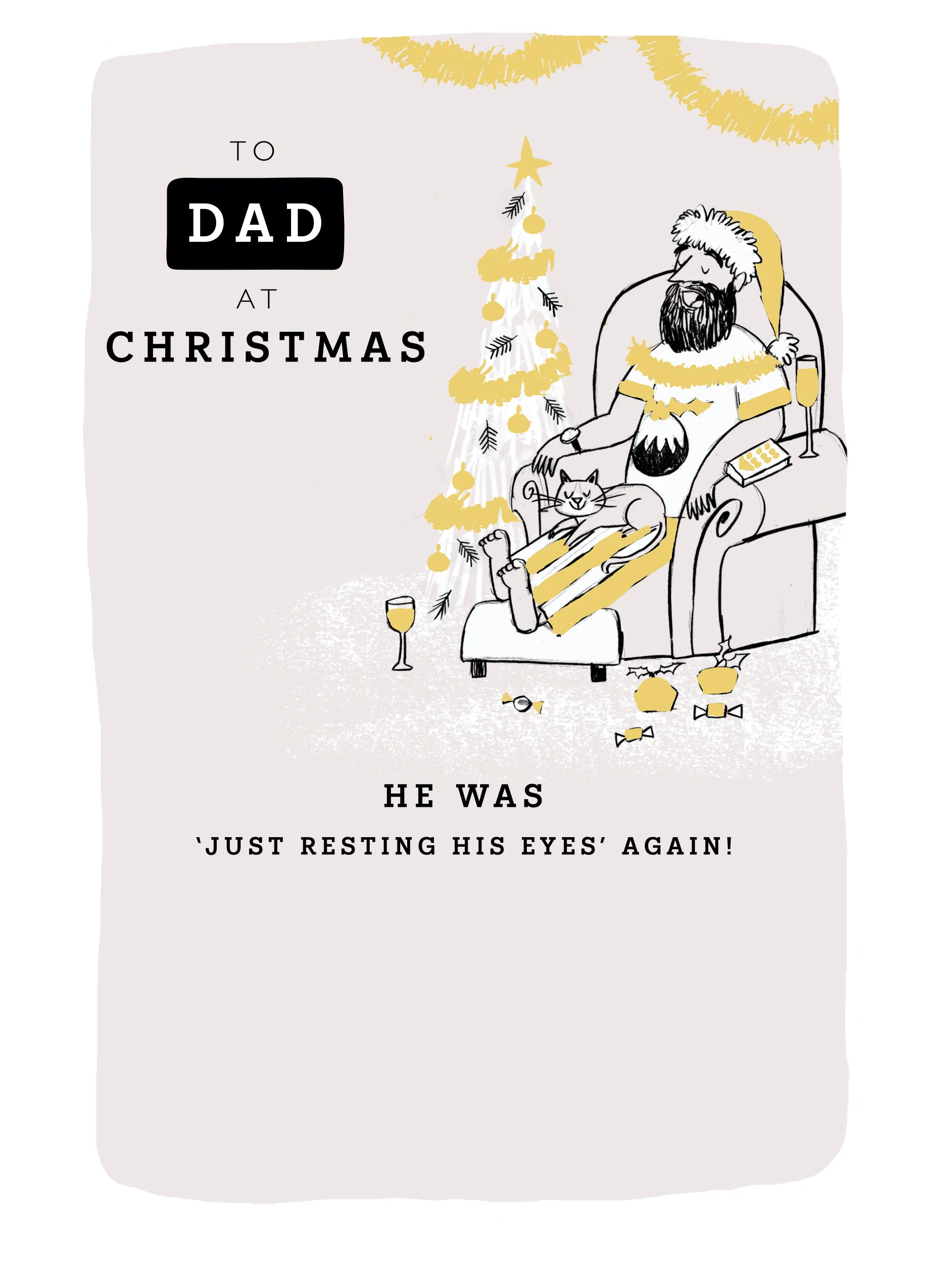Personalised Sleeping Dad Christmas Card