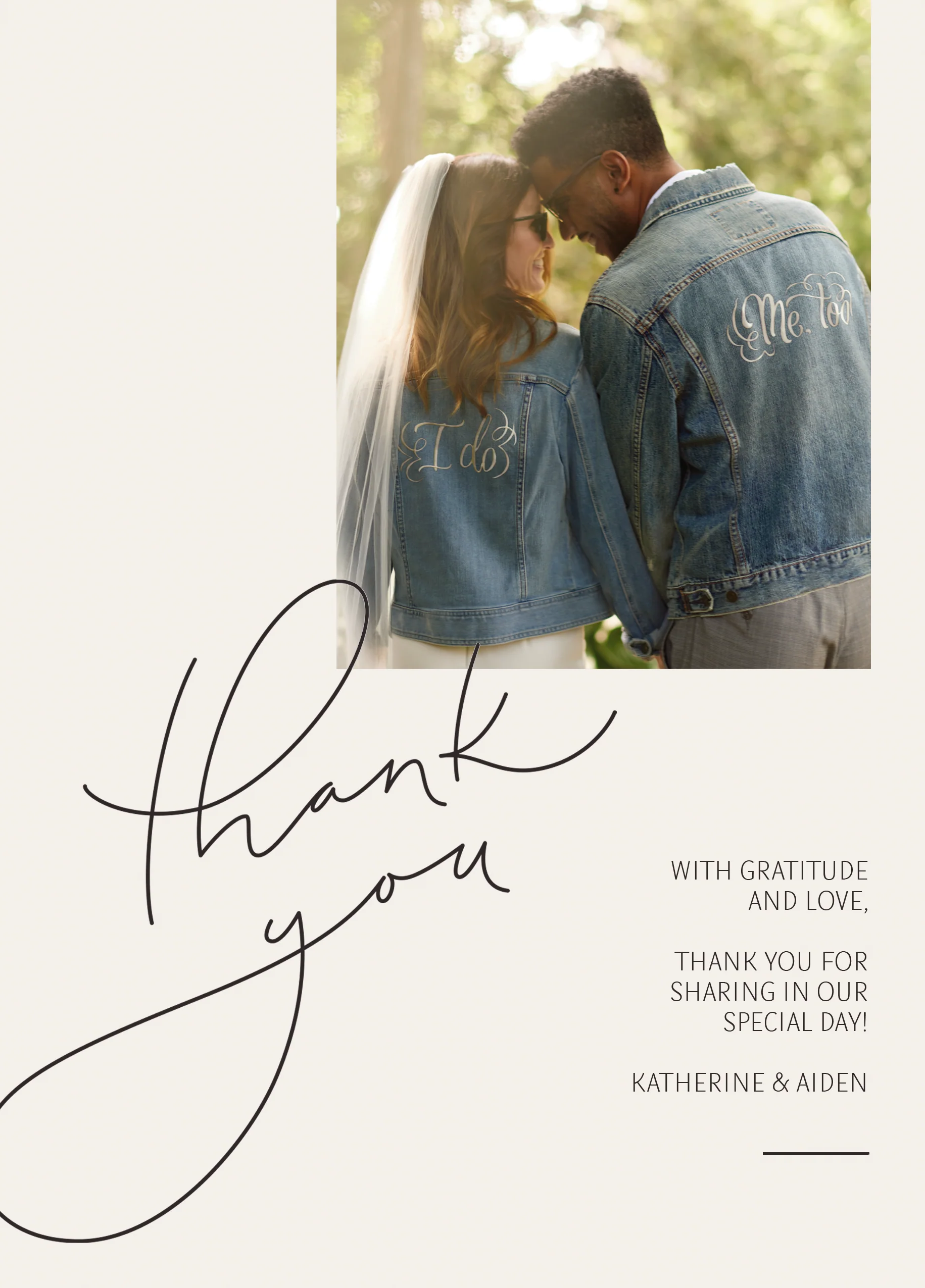Personalised Small Aperture Photo Upload Wedding Thank You Card