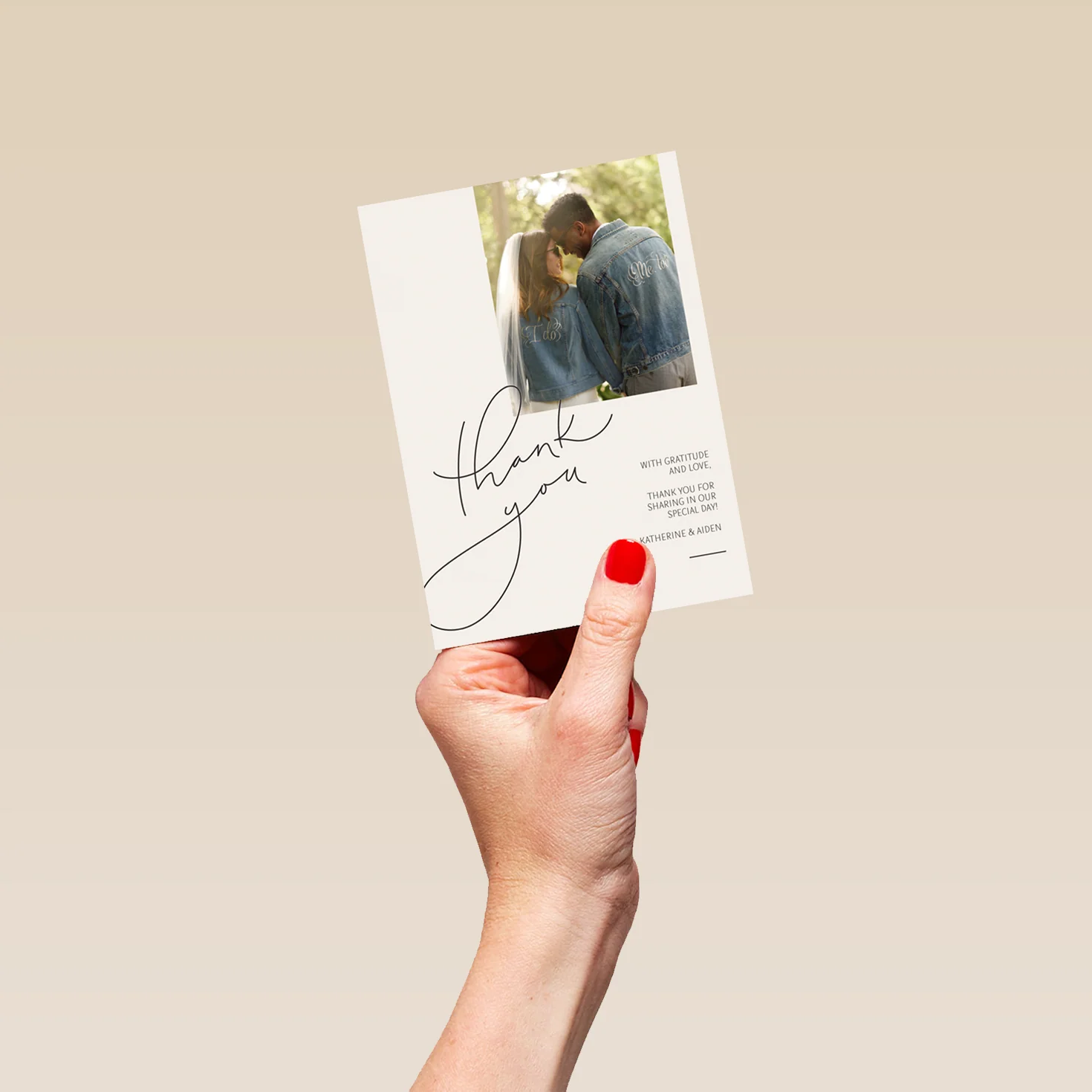 Personalised Small Aperture Photo Upload Wedding Thank You Card - Image 4