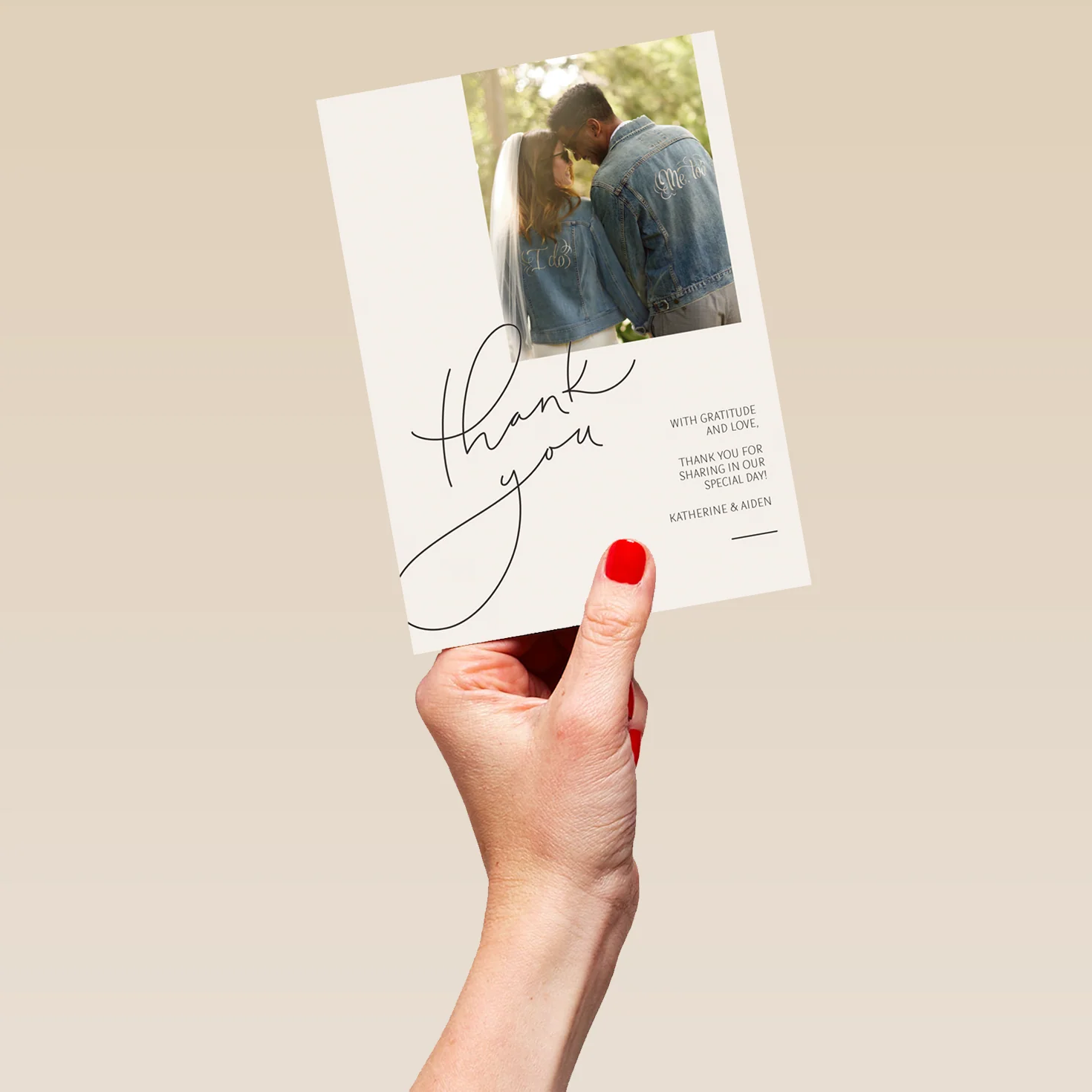 Personalised Small Aperture Photo Upload Wedding Thank You Card - Image 5