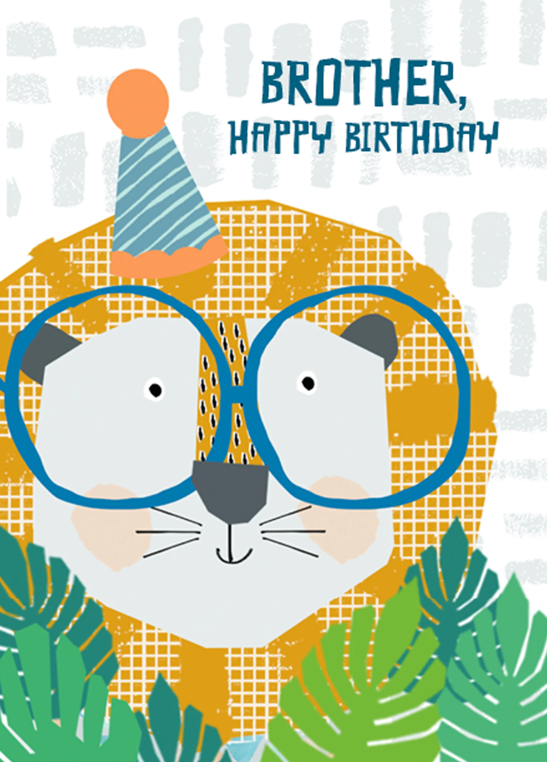 Personalised Smart Lion Happy Birthday Brother Card