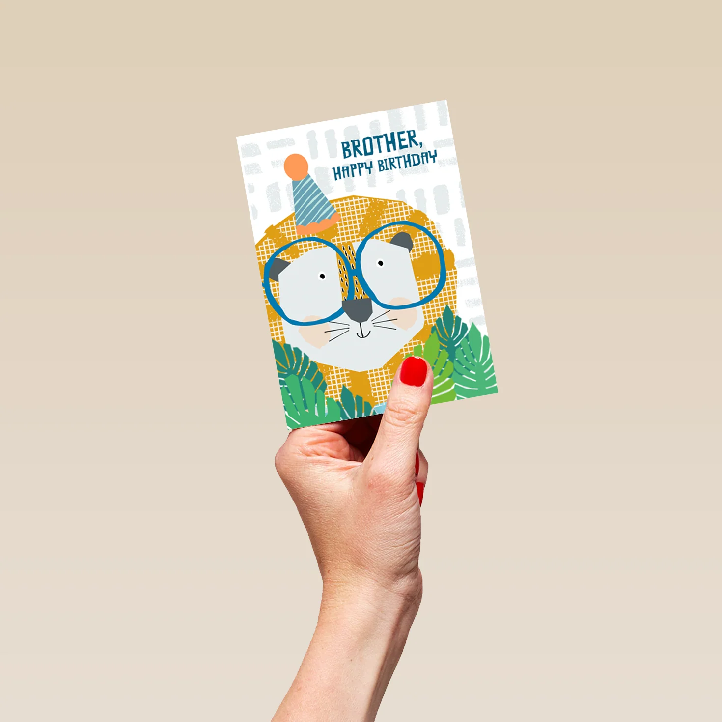 Personalised Smart Lion Happy Birthday Brother Card - Image 4