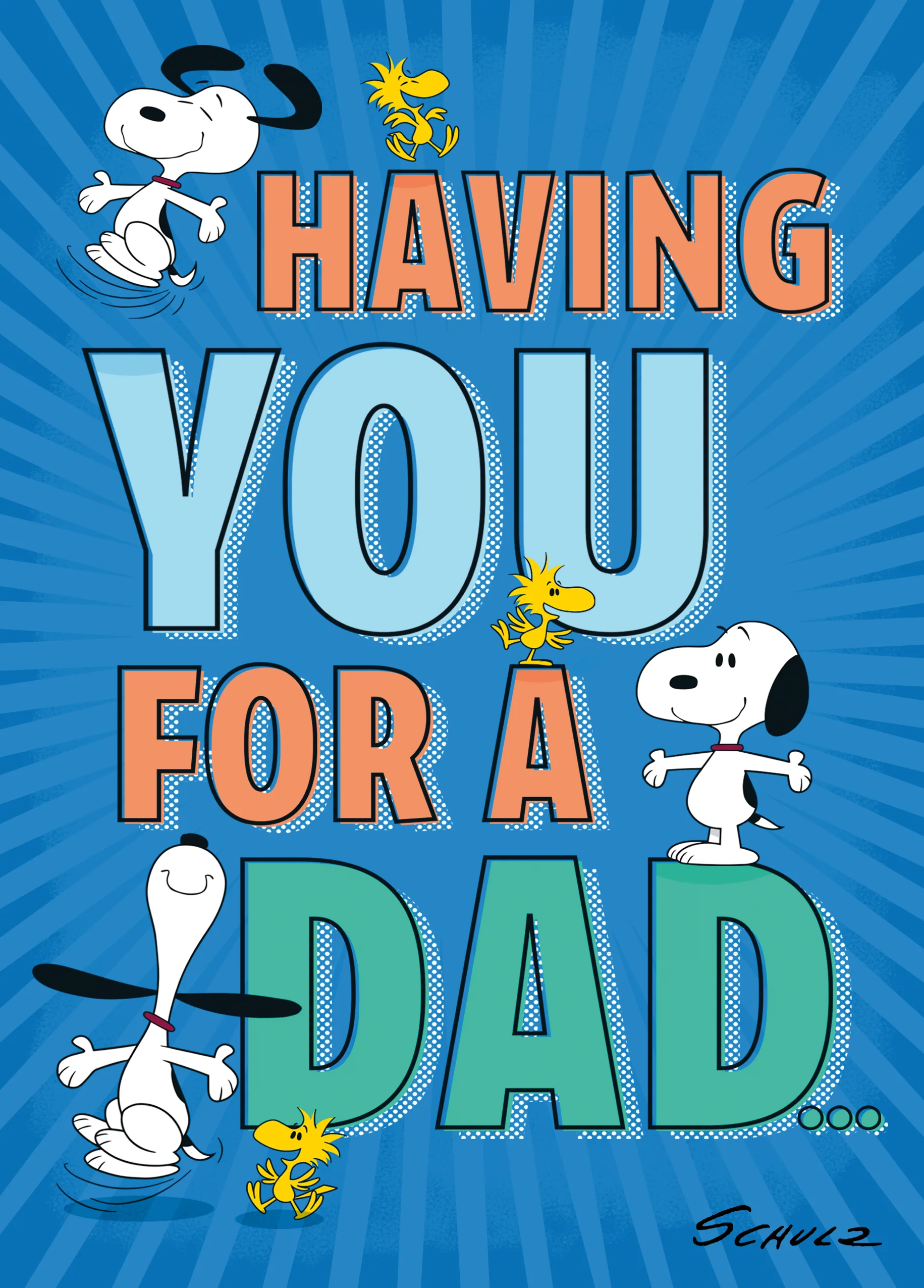 Personalised SNOOPY & WOODSTOCK Happy Dance Father's Day Card for Dad