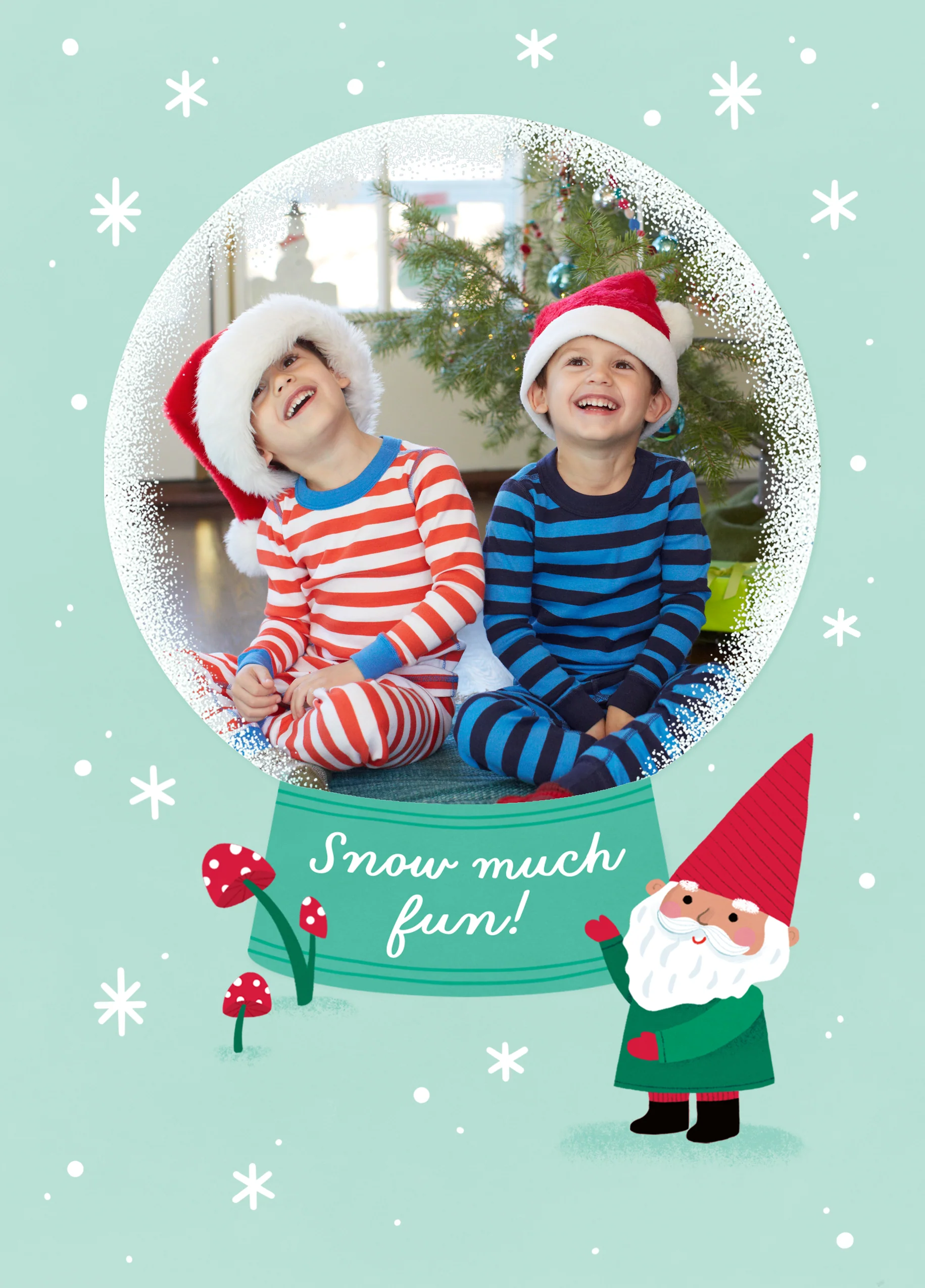 Personalised 'Snow globe Frame' Photo Upload Christmas Card