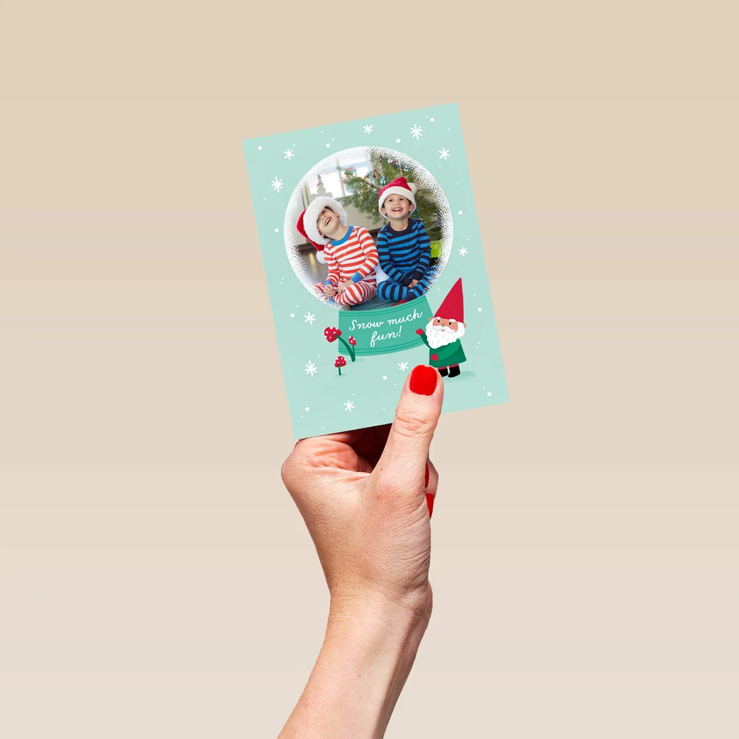 Personalised 'Snow globe Frame' Photo Upload Christmas Card - Image 4