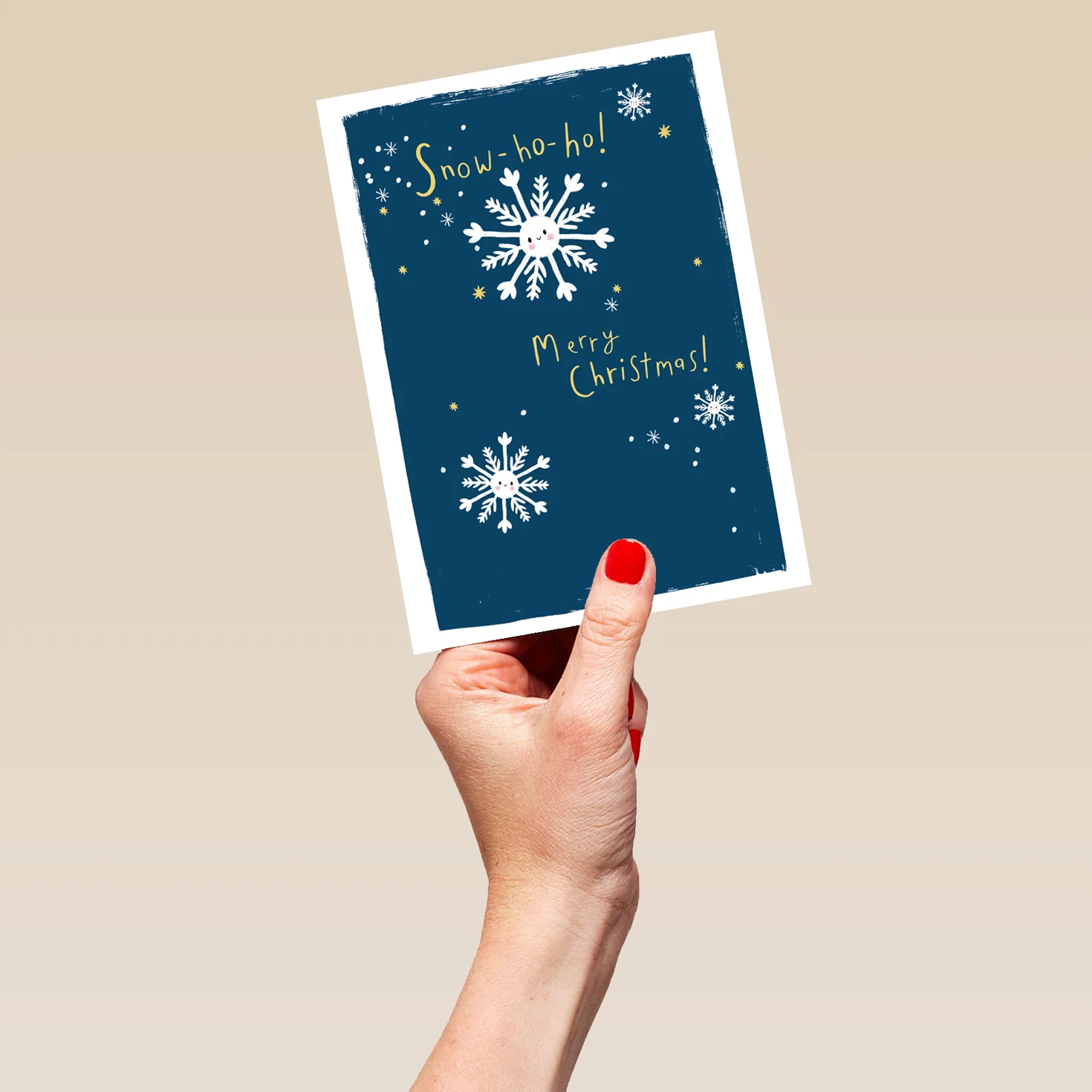 Personalised Snow Ho Ho Snowflake Design Christmas Card - Image 5