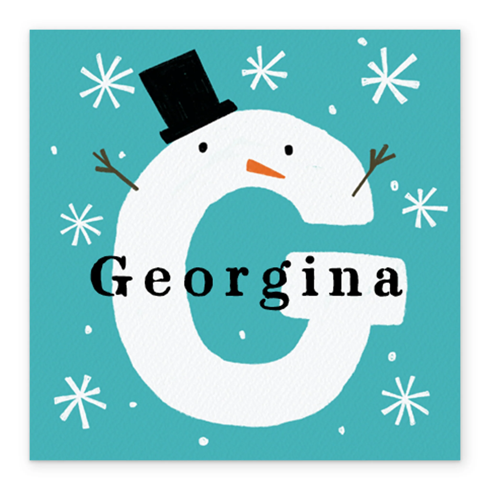 Personalised Snowman Monogram Letter G Christmas Card - Image 2