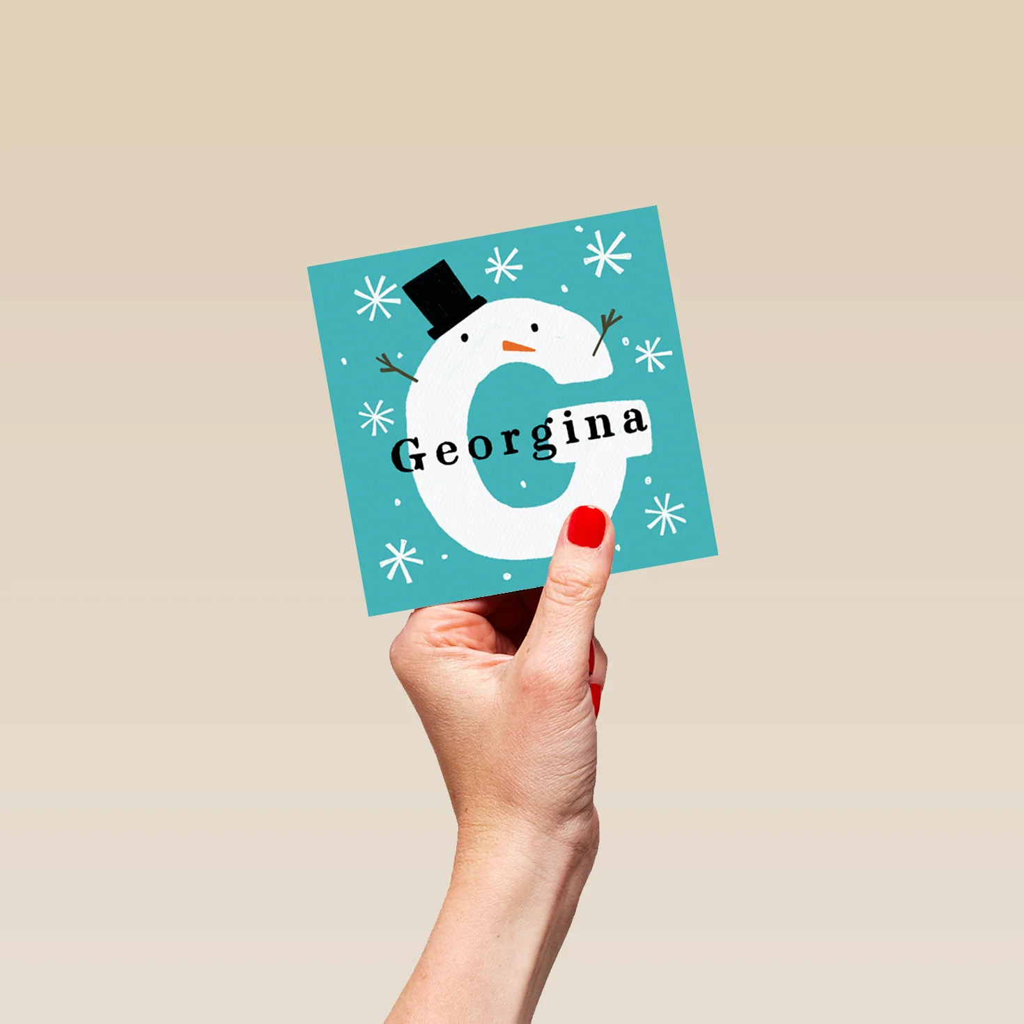Personalised Snowman Monogram Letter G Christmas Card - Image 4