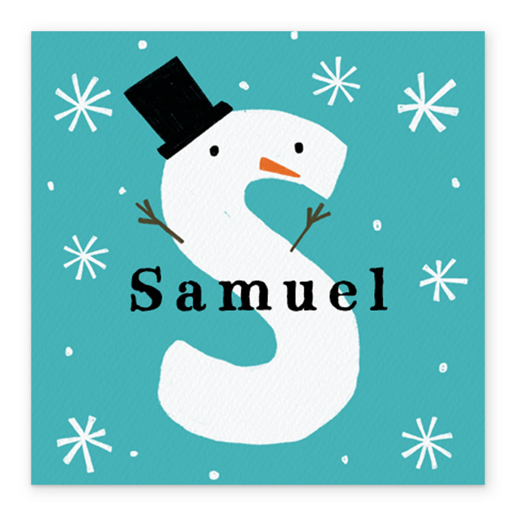 Personalised Snowman Monogram Letter S Christmas Card - Image 2
