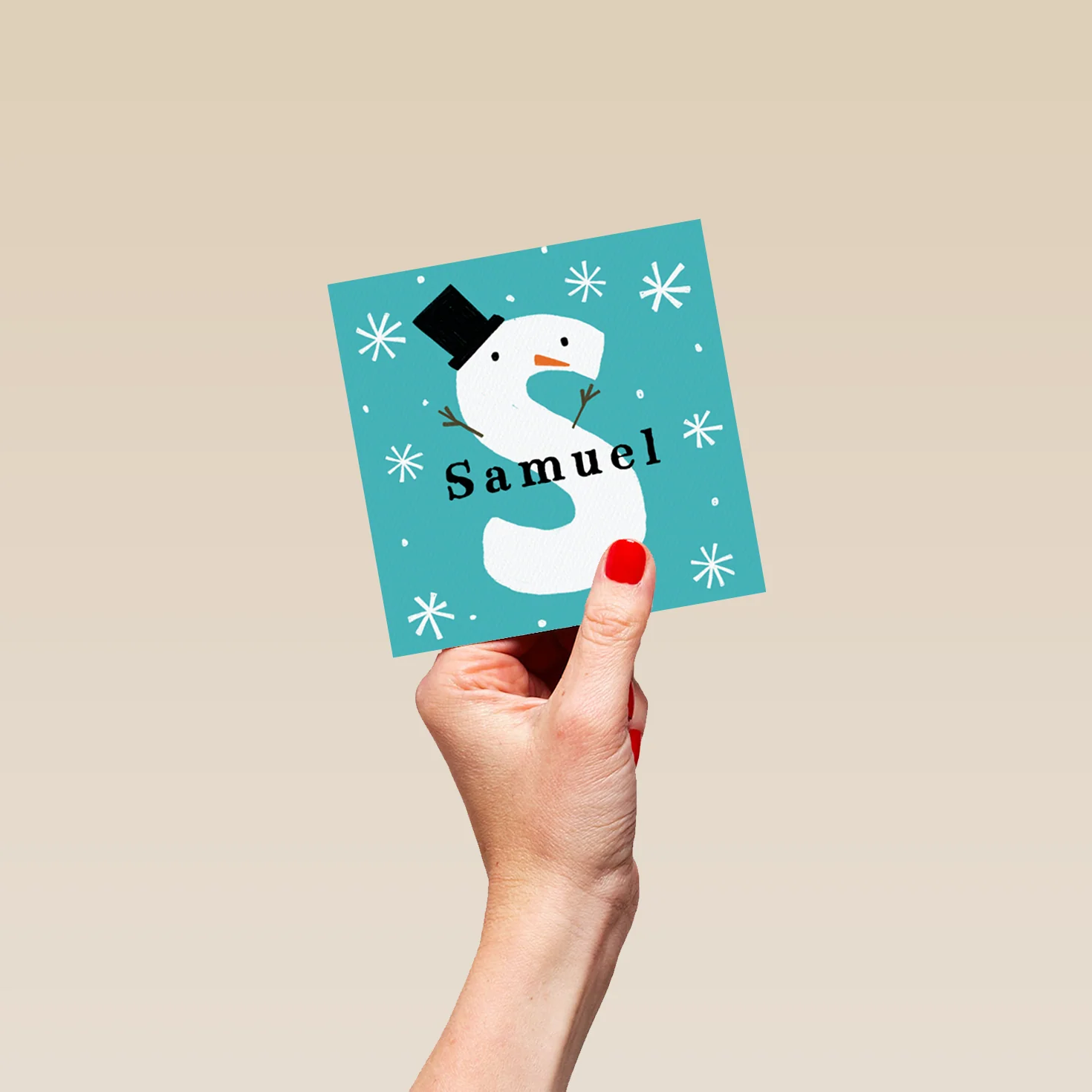 Personalised Snowman Monogram Letter S Christmas Card - Image 4