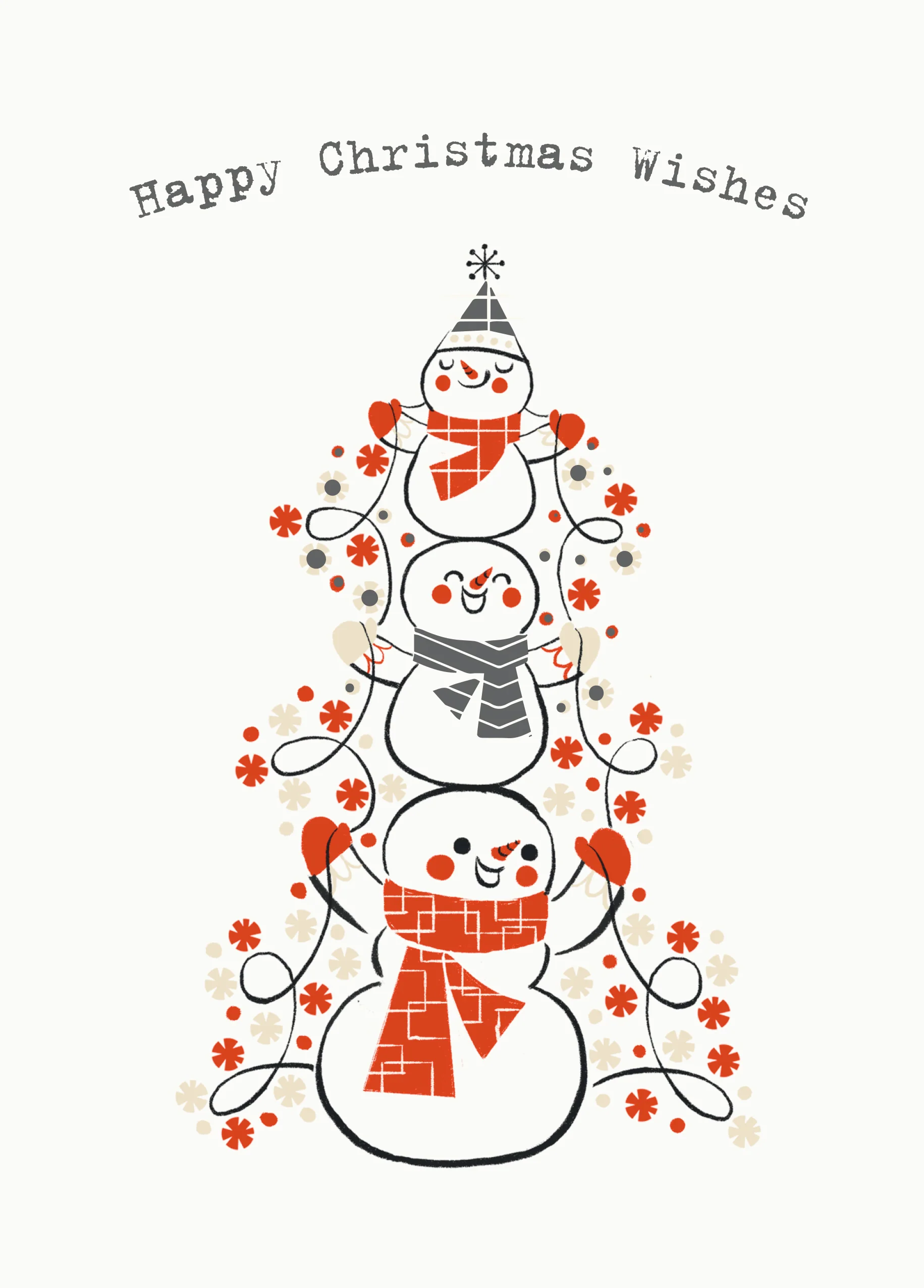 Personalised Snowmen And Tree Christmas Card
