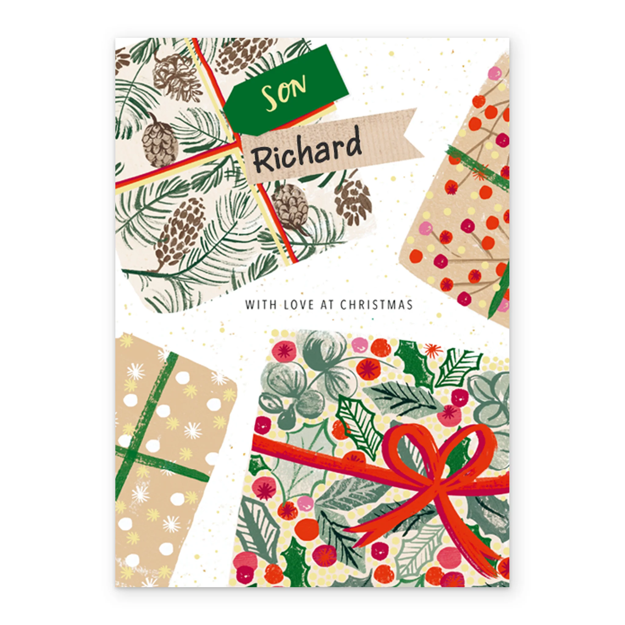Personalised Son Parcels Traditional Christmas Card - Image 2