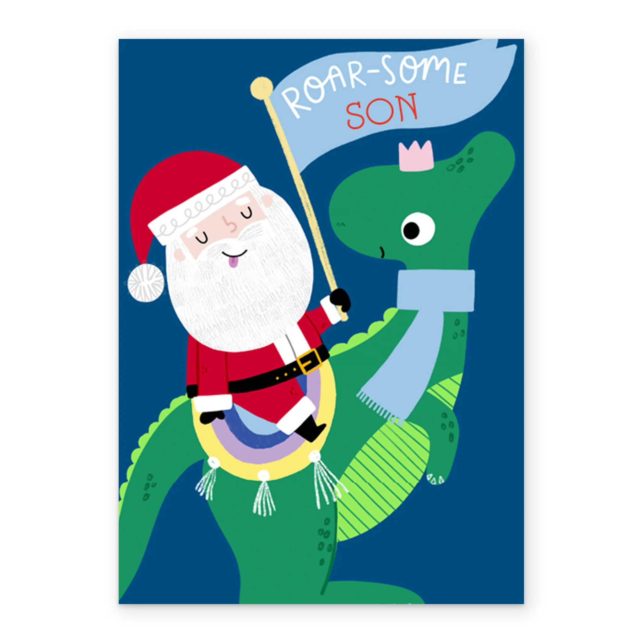 Personalised Son Santa And T-Rex Christmas Card - Image 2