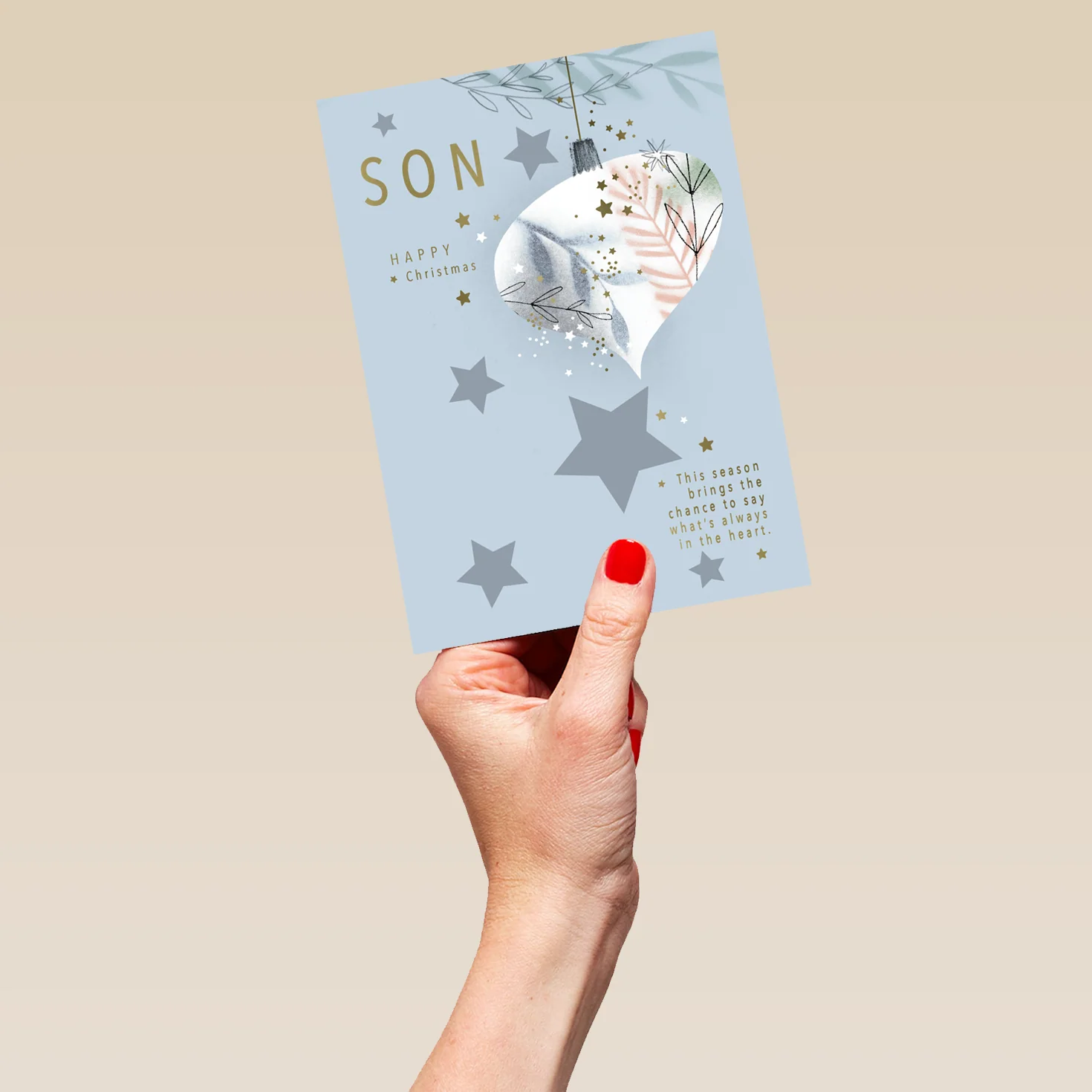 Personalised Son Star And Bauble Christmas Card - Image 5