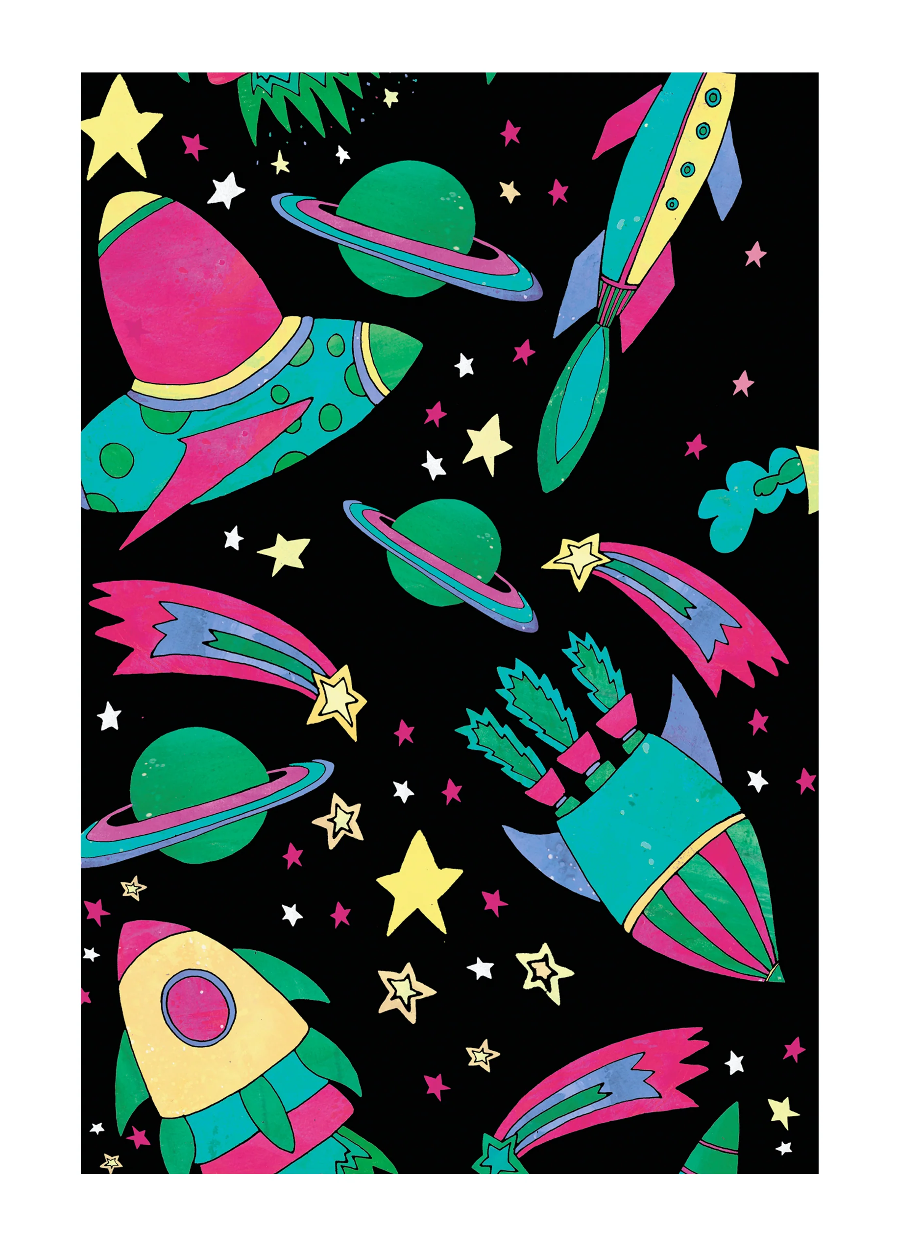 Personalised Space Rockets Stars Universe Planets Card
