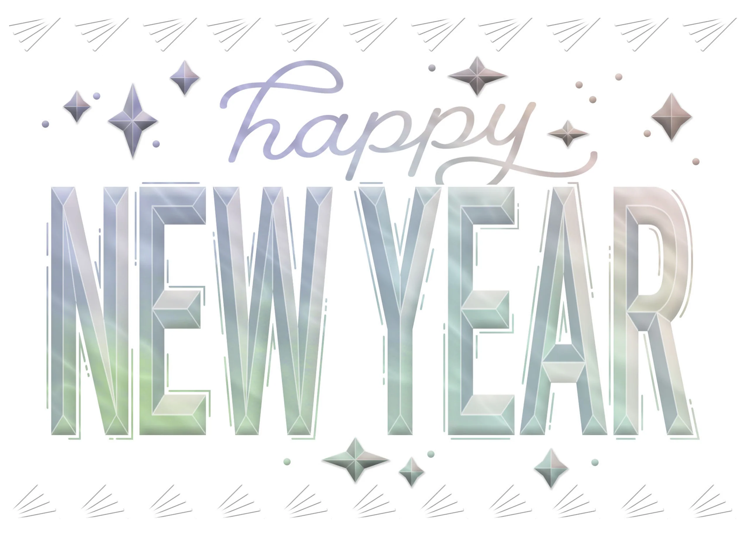 Personalised 'Sparkling Silver' Text Led New Year Card