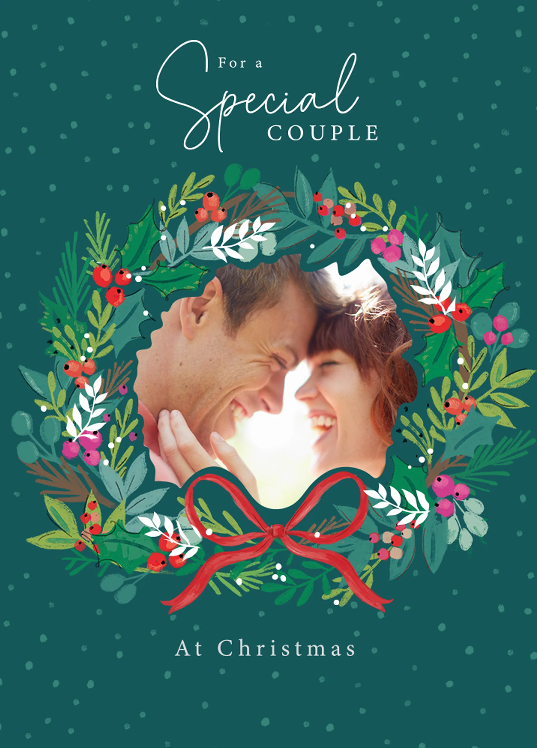 Personalised Special Couple Christmas Wreath Photo Card