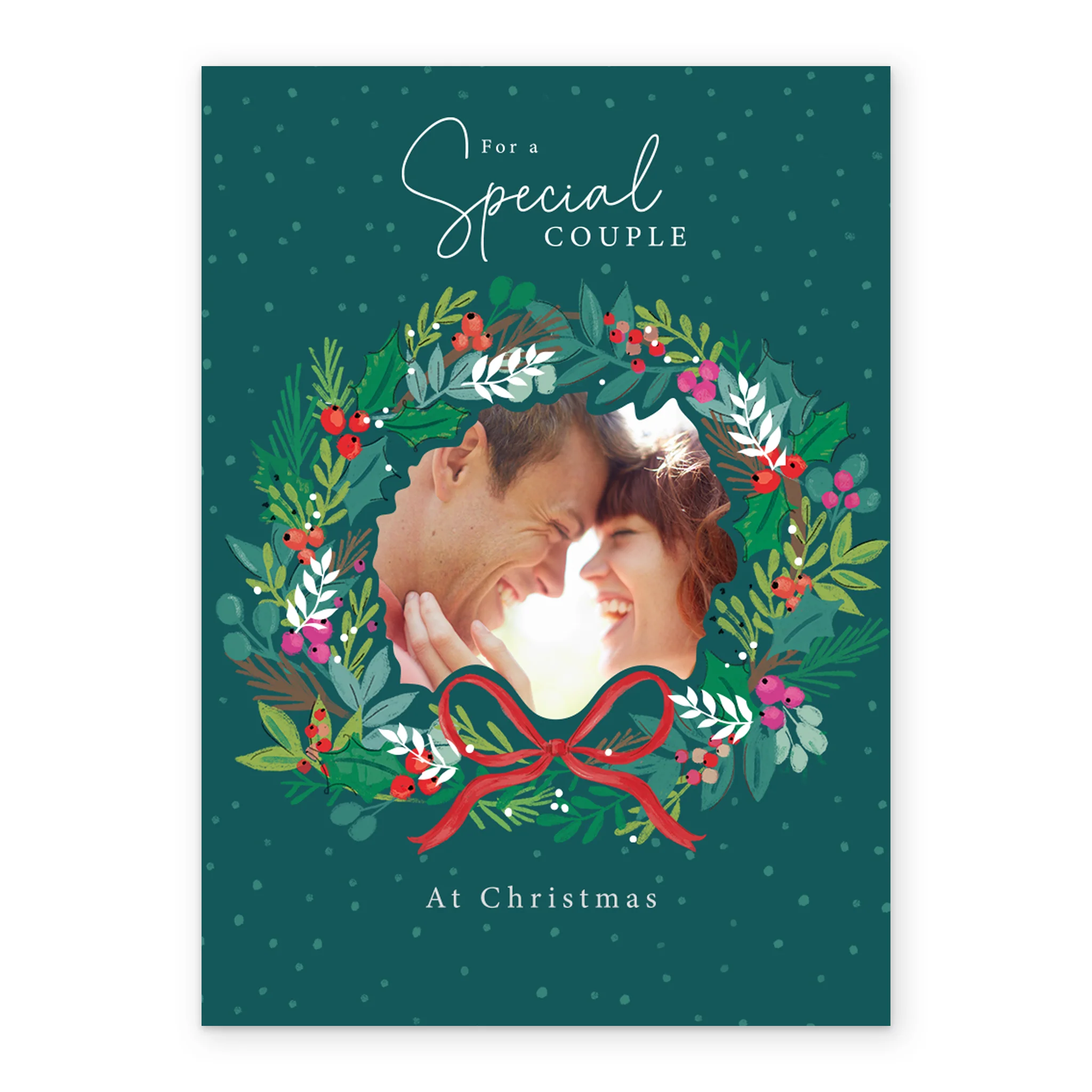 Personalised Special Couple Christmas Wreath Photo Card - Image 2