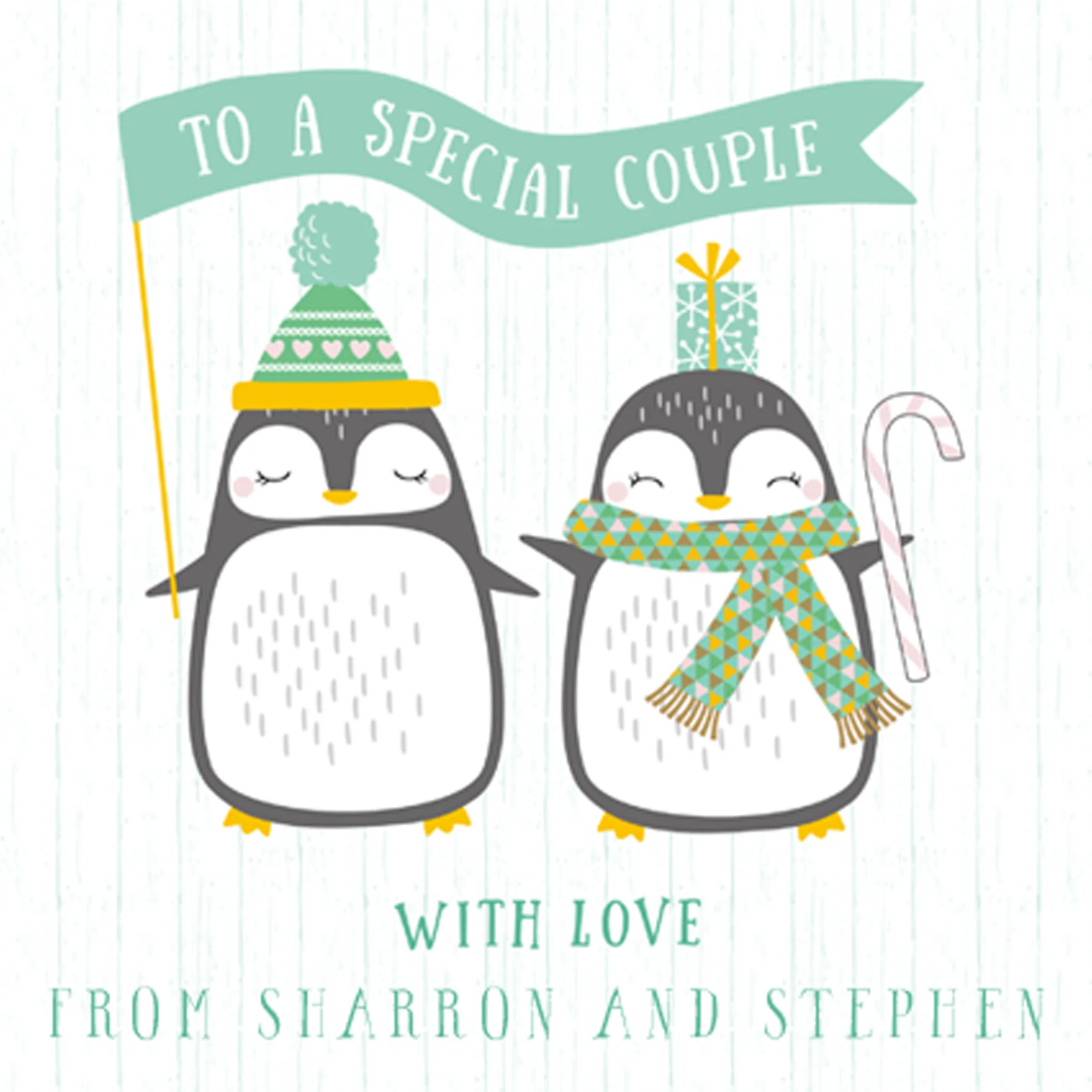 Personalised Special Couple Cute Penguin Christmas Card