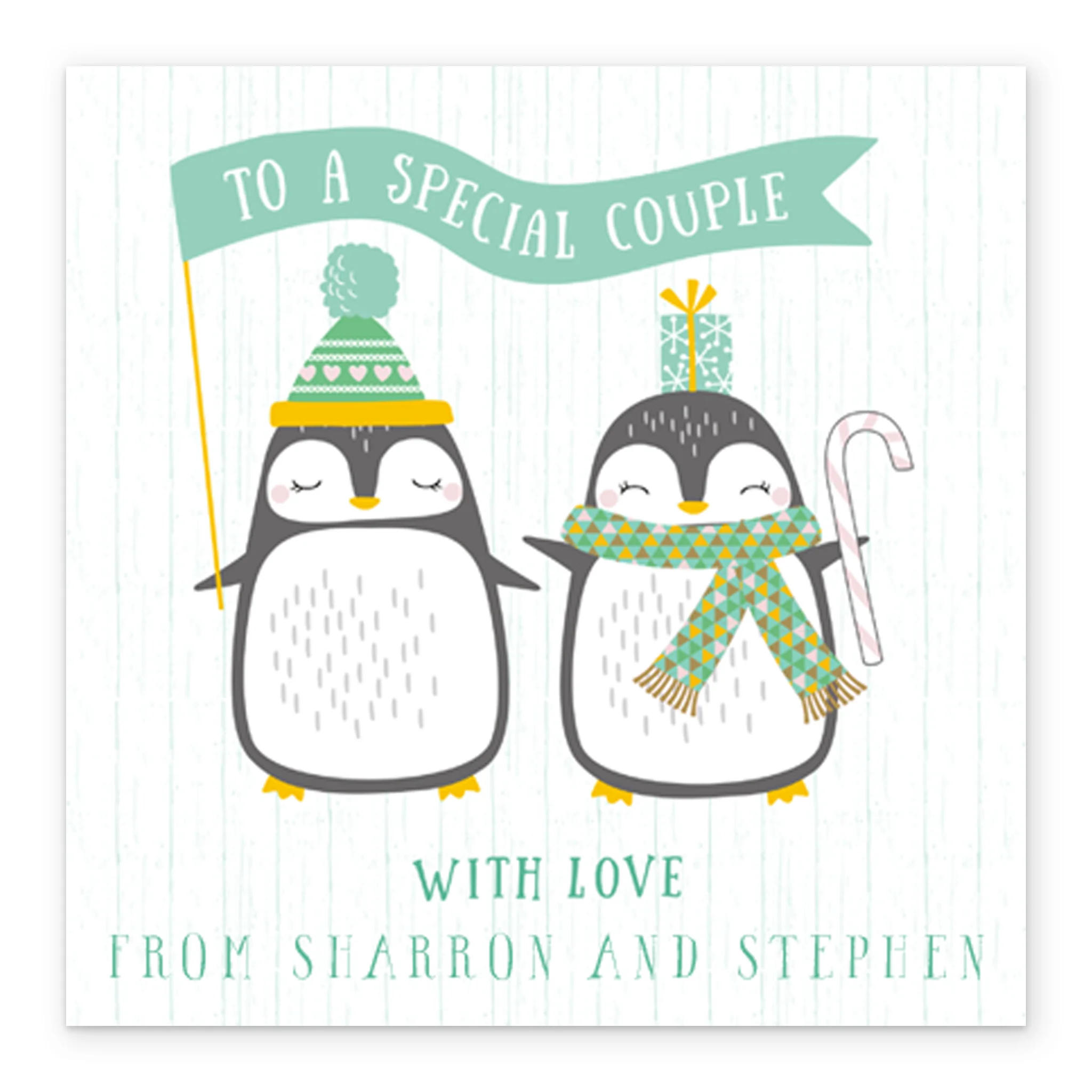 Personalised Special Couple Cute Penguin Christmas Card - Image 2
