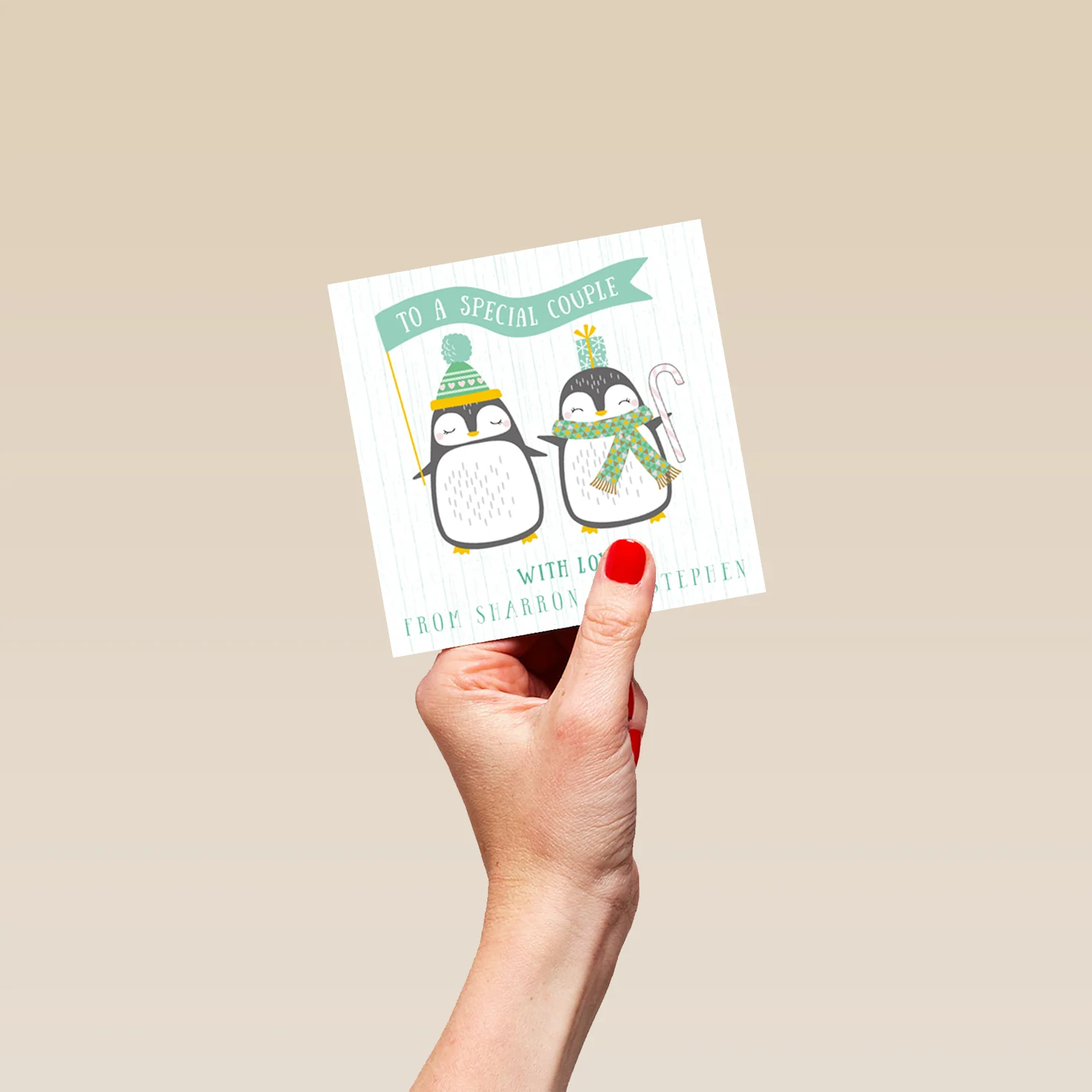 Personalised Special Couple Cute Penguin Christmas Card - Image 4