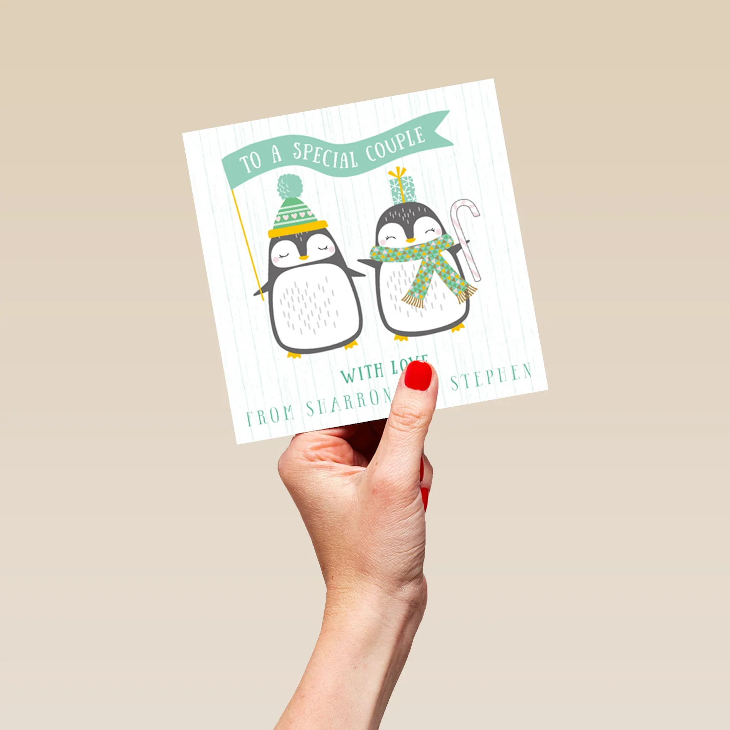 Personalised Special Couple Cute Penguin Christmas Card - Image 5