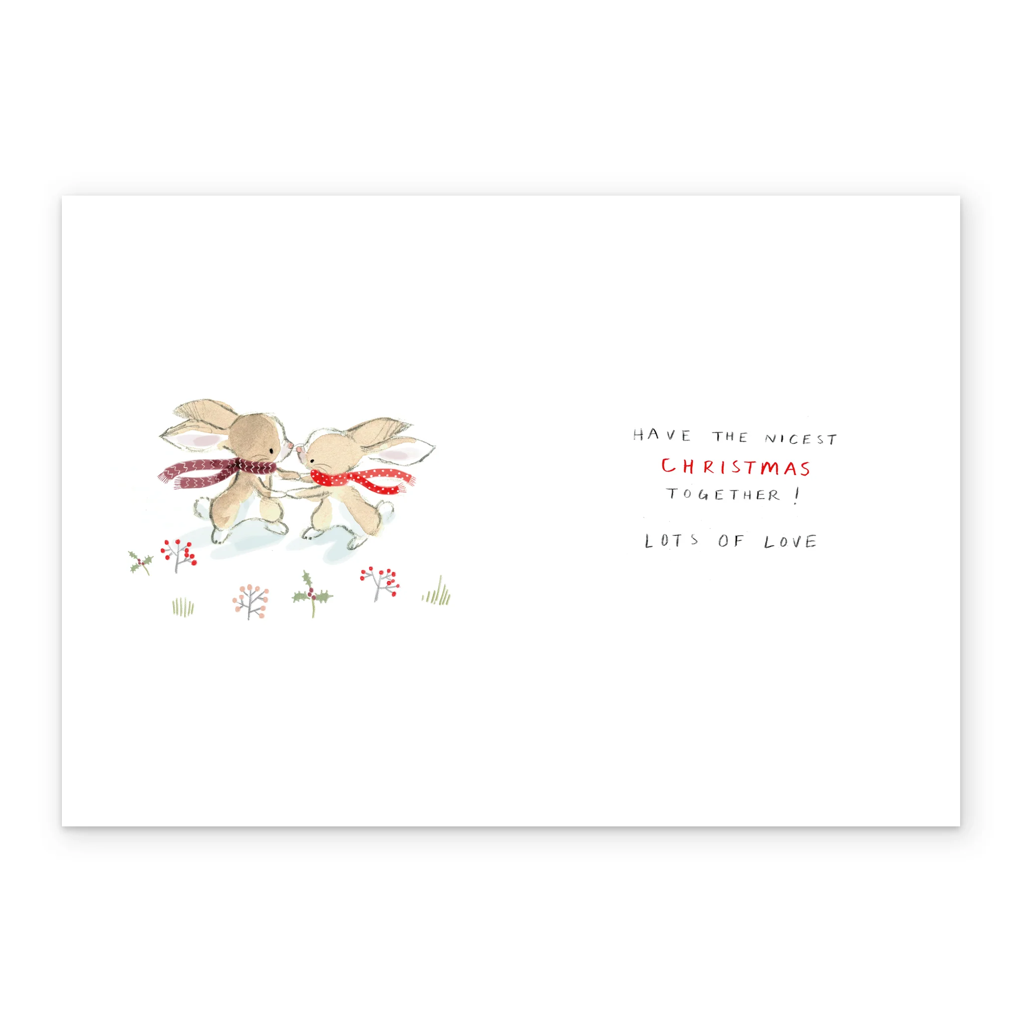 Personalised Special Couple Cute Rabbits & Mistletoe Christmas Card - Image 3