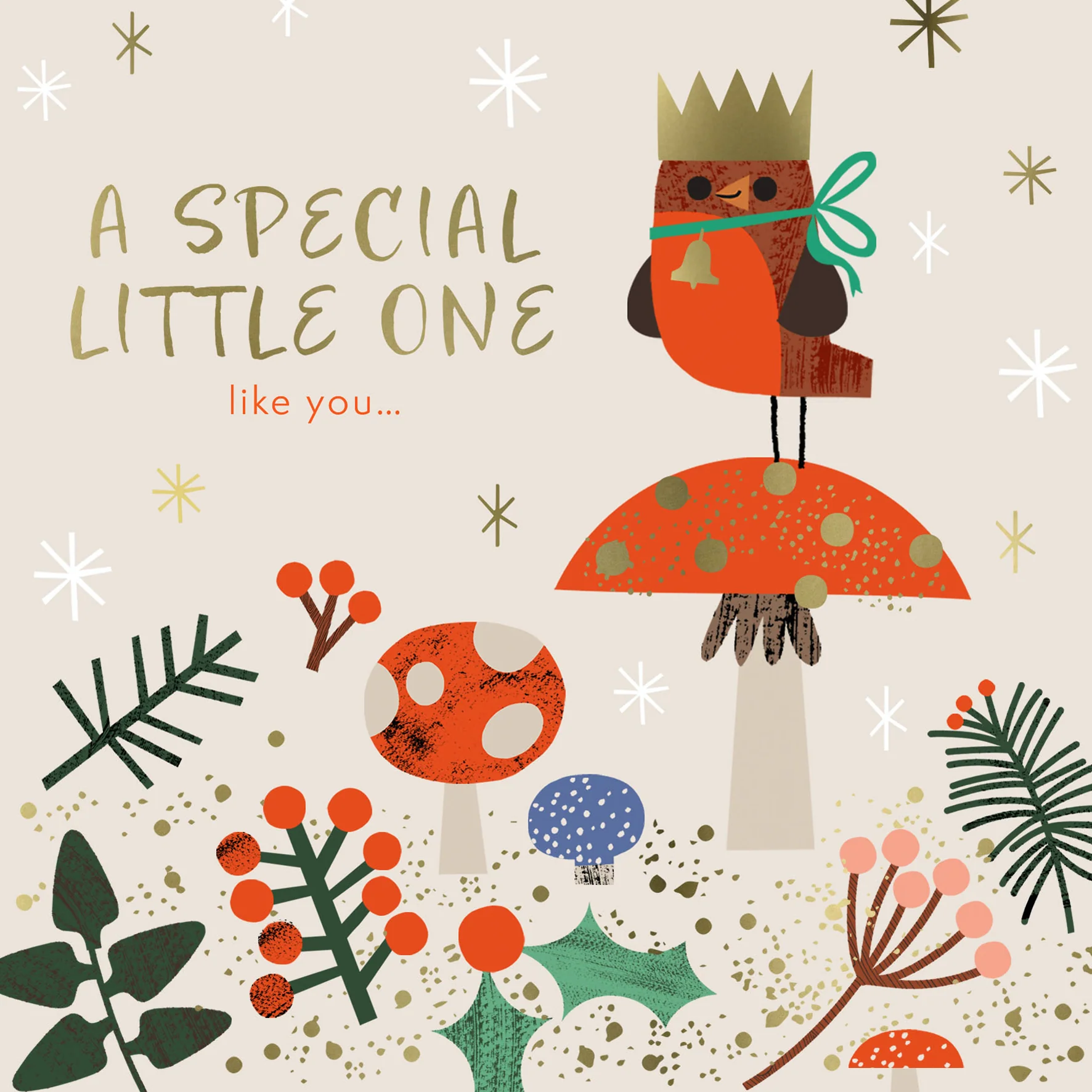 Personalised Special Little One Cute Woodland Scene Christmas Card