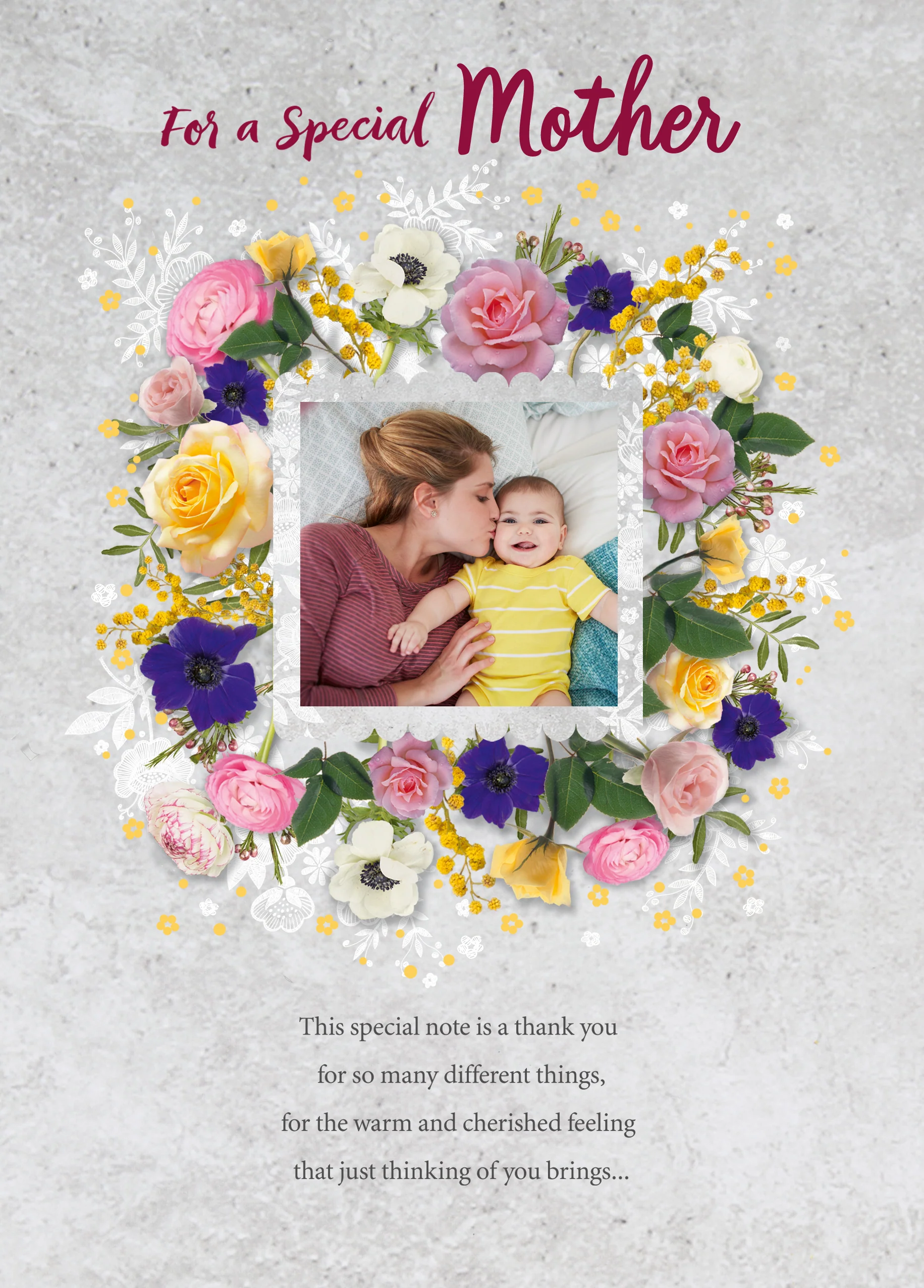 Personalised Special Mother Flowers Mother's Day Photo Upload Card