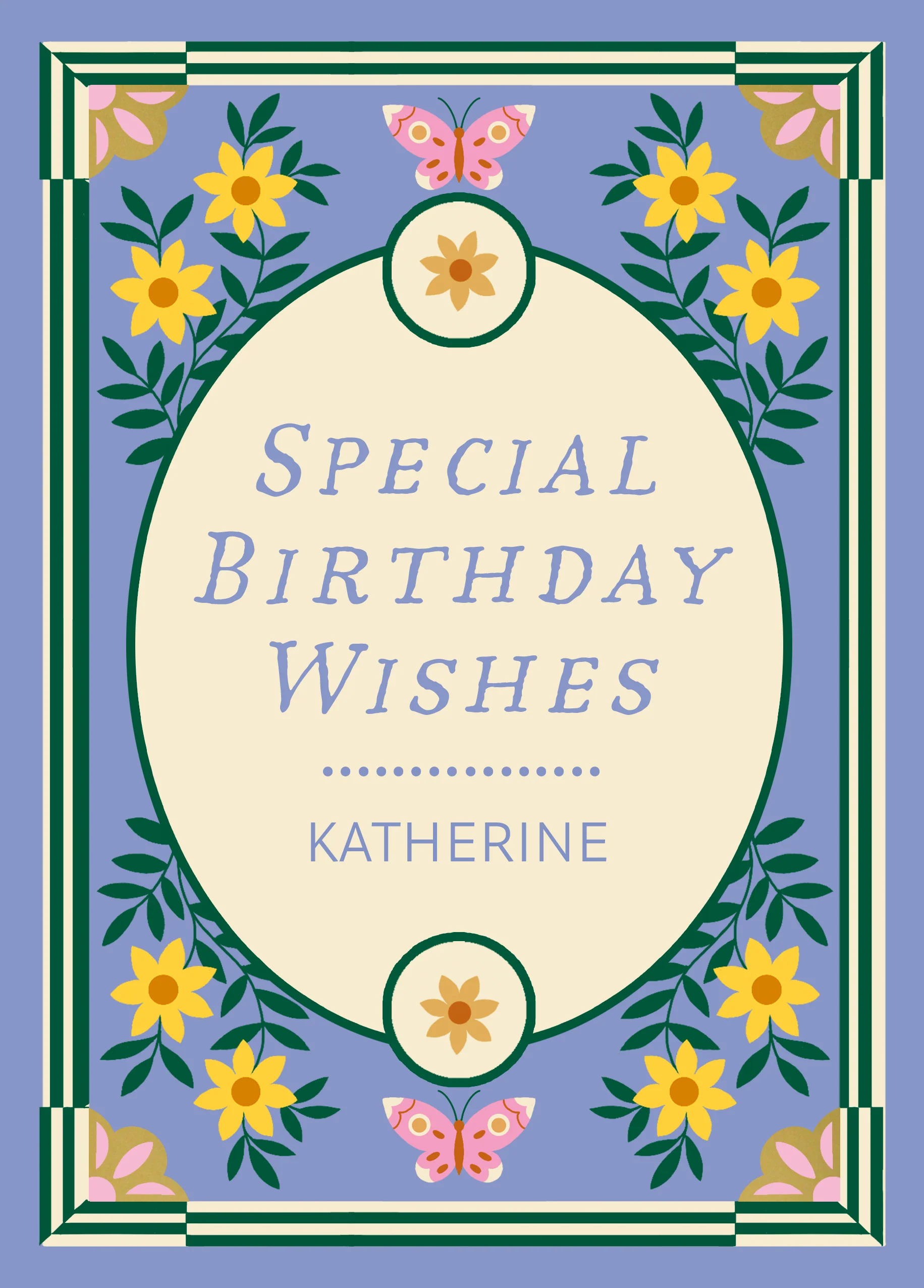 Personalised 'Special Wishes' Blue & Yellow Floral Birthday Card