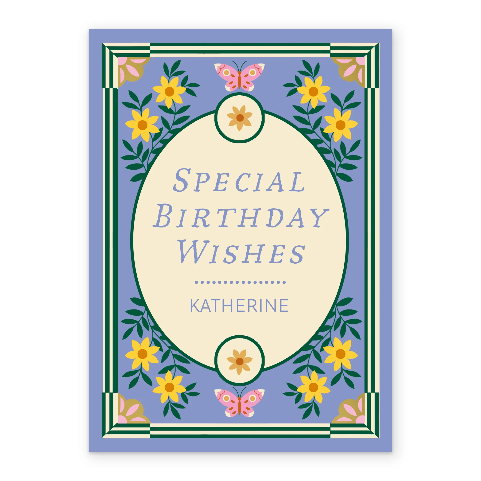 Personalised 'Special Wishes' Blue & Yellow Floral Birthday Card - Image 2