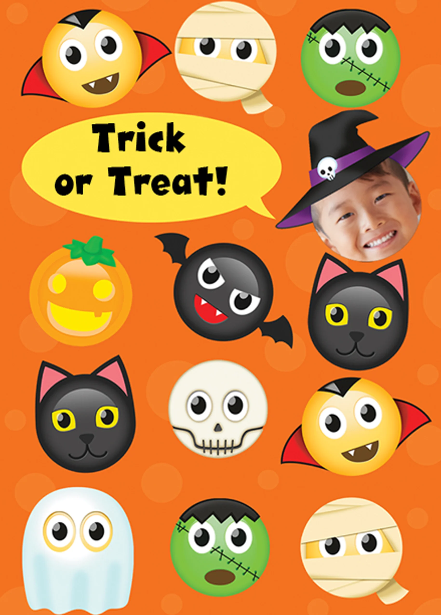 Personalised Spooky Emojis Halloween Photo Card