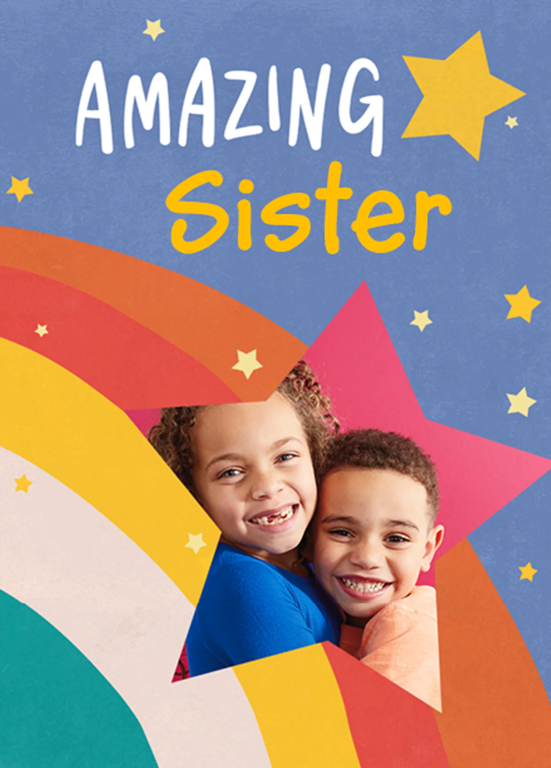 Personalised Star Rainbow Photo Card For Sister